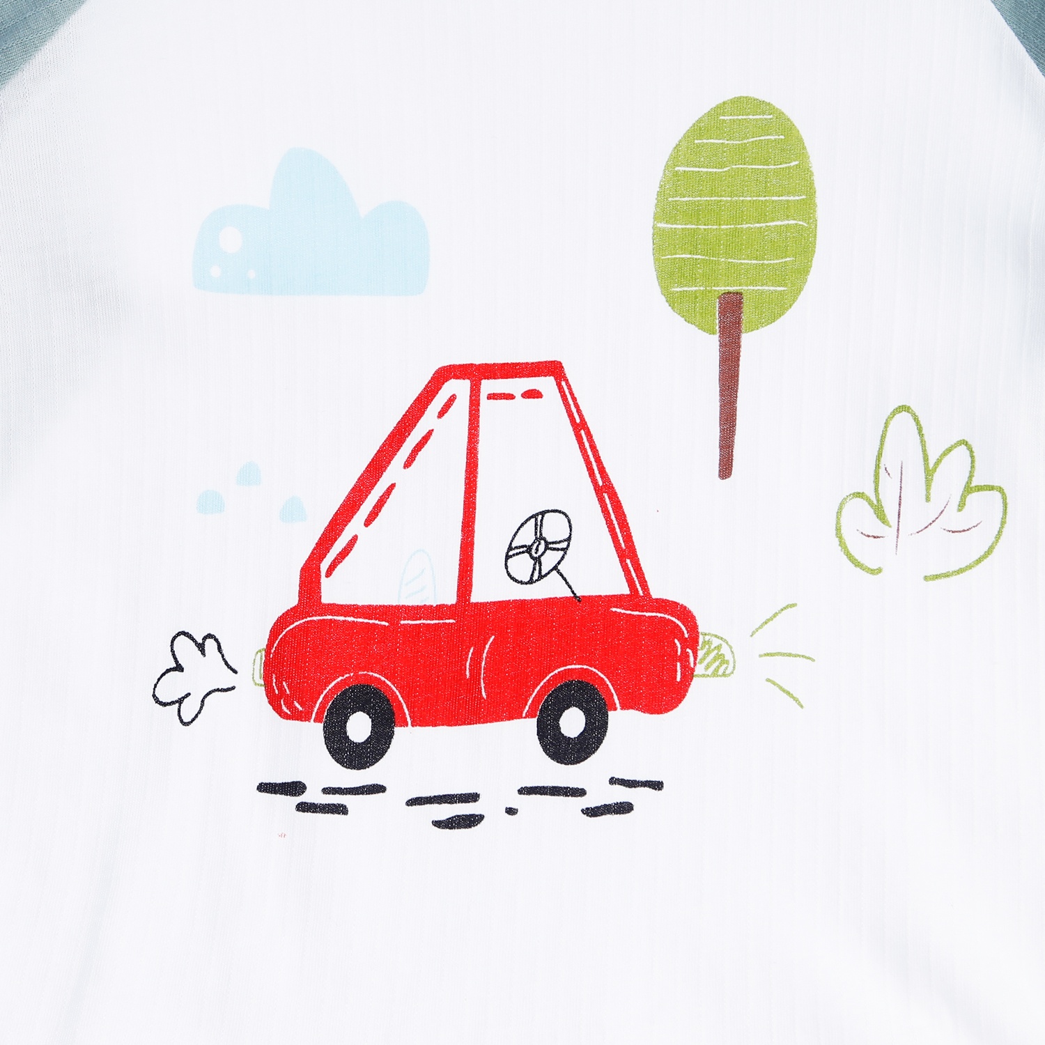 Bộ quần áo dài tay bé trai kẻ sọc KidsPlaza in ô tô M21T (Trắng Xanh) hình 3