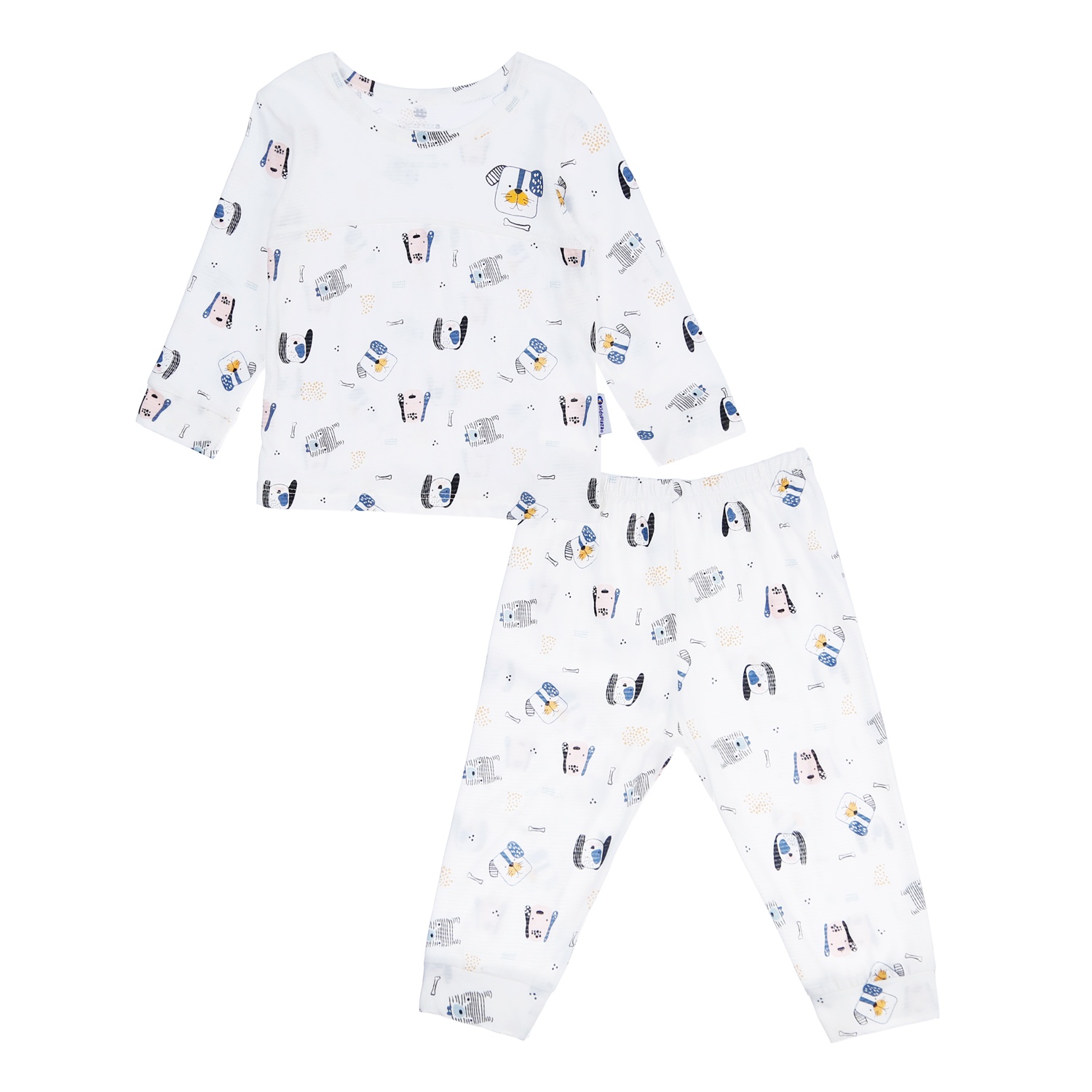 Bộ quần áo dài tay bé trai phối cún KidsPlaza M21T (Trắng) hình 1