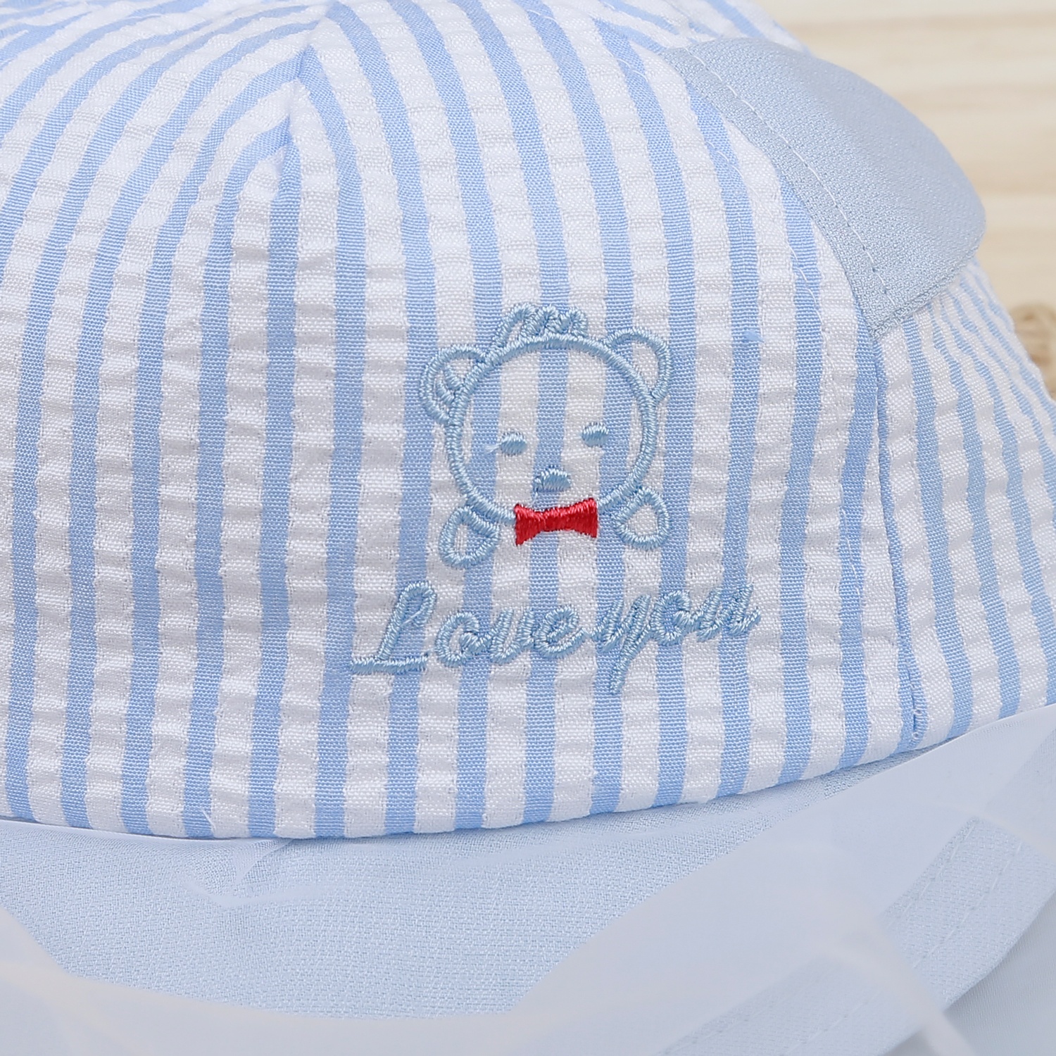 Mũ lưỡi trai phủ voan kẻ sọc KidsPlaza xanh DN22H hình 2