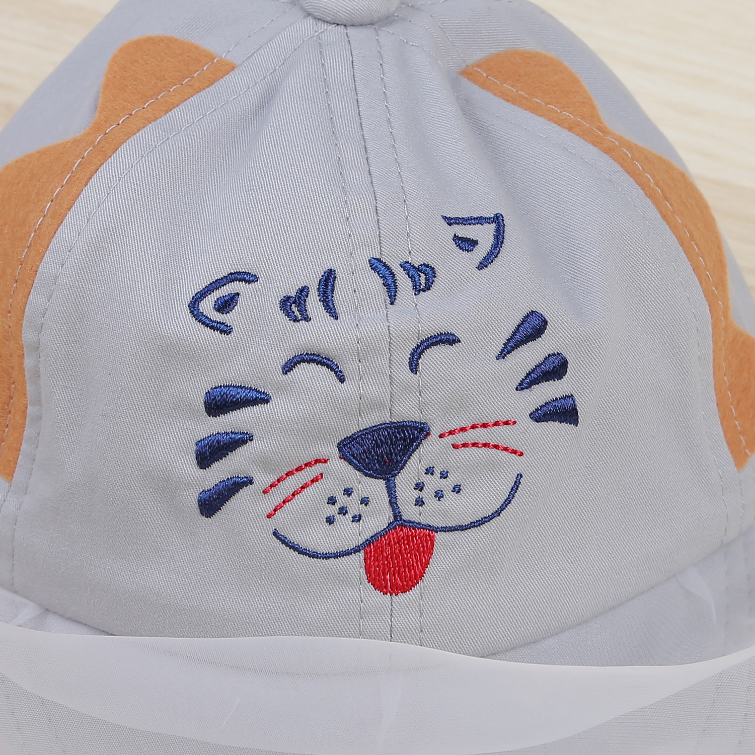 Mũ lưỡi trai KidsPlaza phủ voan thêu hổ DN22H (Ghi) hình 3