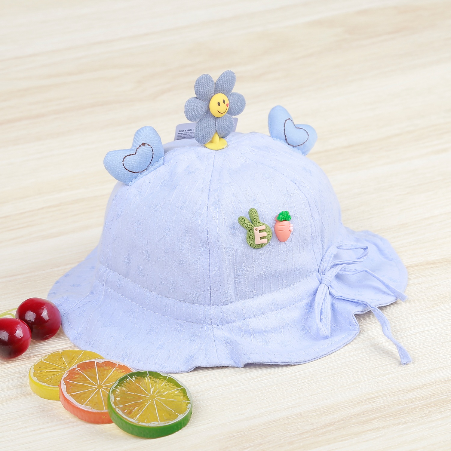 Mũ vành thắt nơ đính hoa KidsPlaza 22K-H11 (Xanh) hình 4