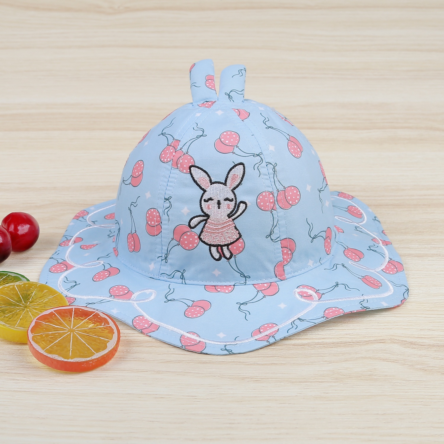 Mũ vành bé gái KidsPlaza thêu thỏ DN21H (Xanh) hình 1