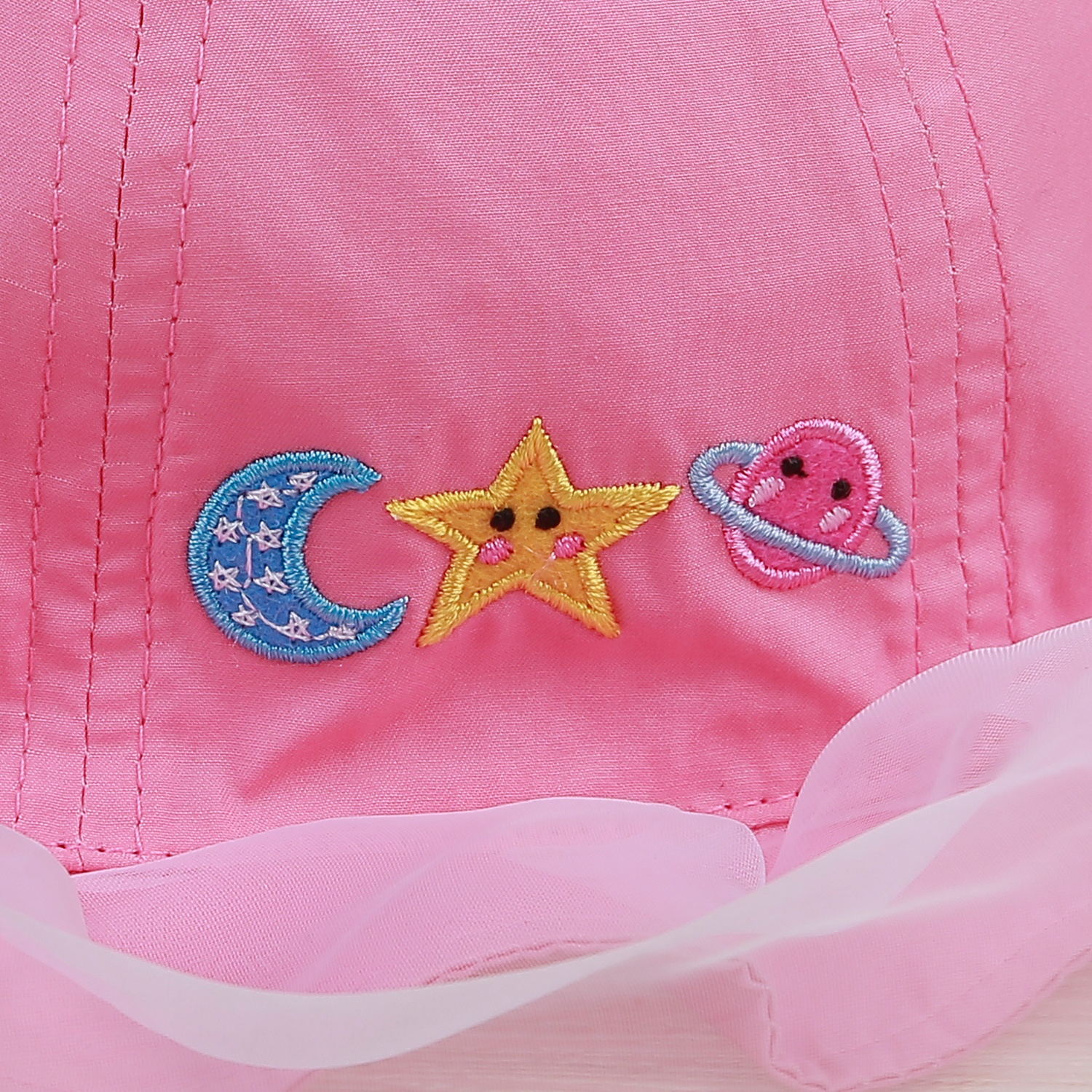 Mũ vành tròn bé gái KidsPlaza phủ voan gắn nơ DN22H (Hồng) hình 3