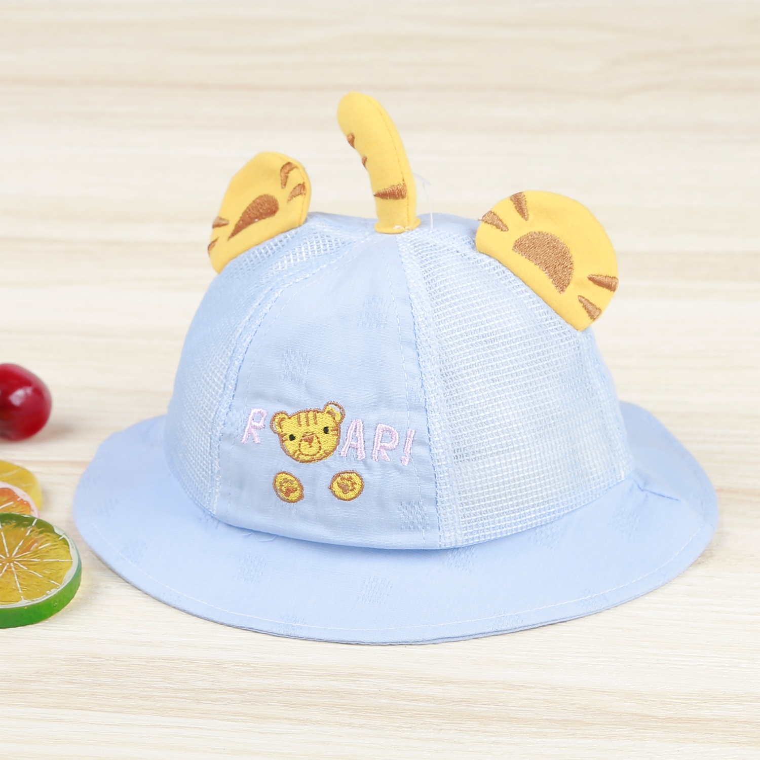 Mũ vành cho bé thêu hổ AC22 (Xanh)  hình 1