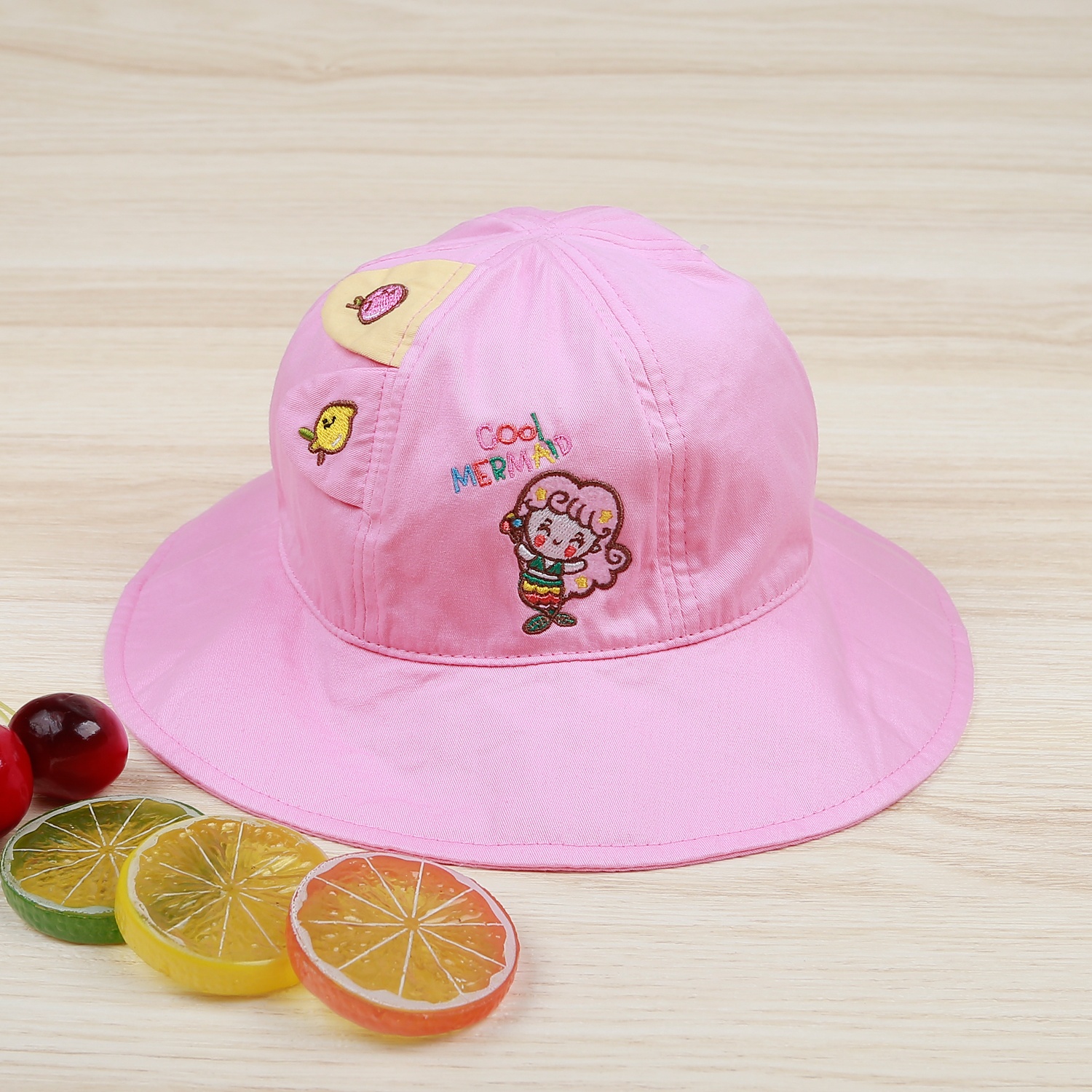 Mũ vành tròn bé gái KidsPlaza thêu nàng tiên cá DN22H (Hồng)  hình 1