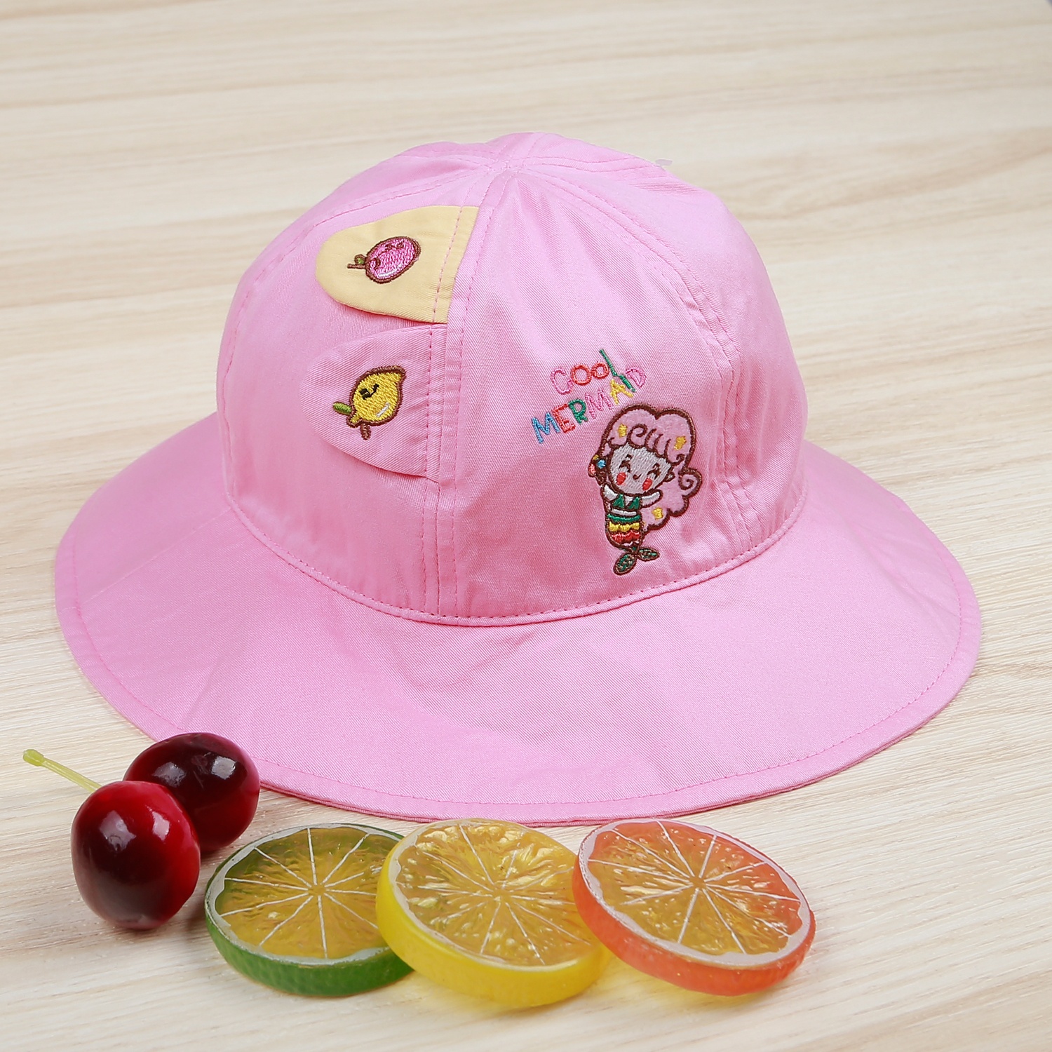 Mũ vành tròn bé gái KidsPlaza thêu nàng tiên cá DN22H (Hồng)  hình 4