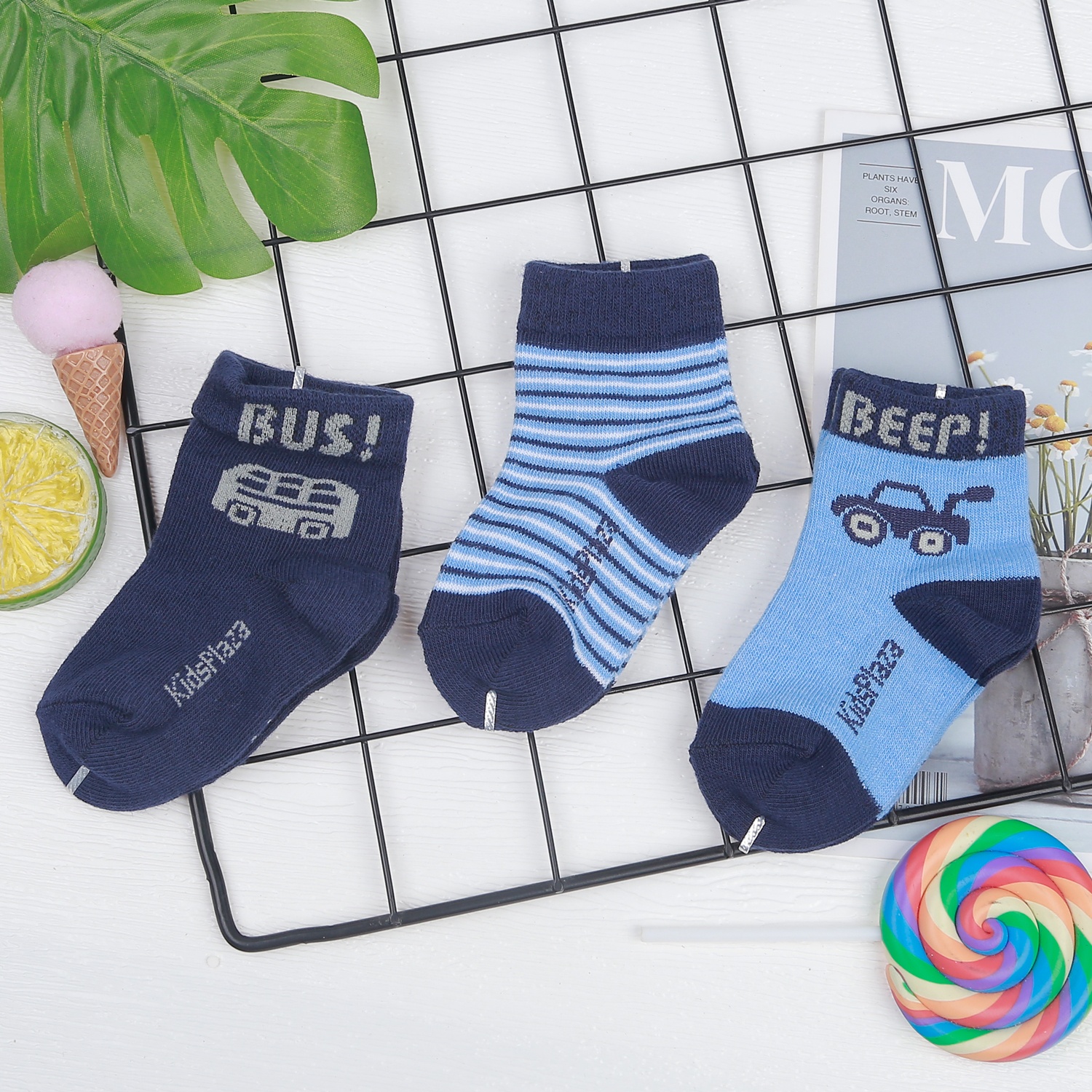 Set 3 tất bé trai kẻ in KidsPlaza K11 DK22 hình 1