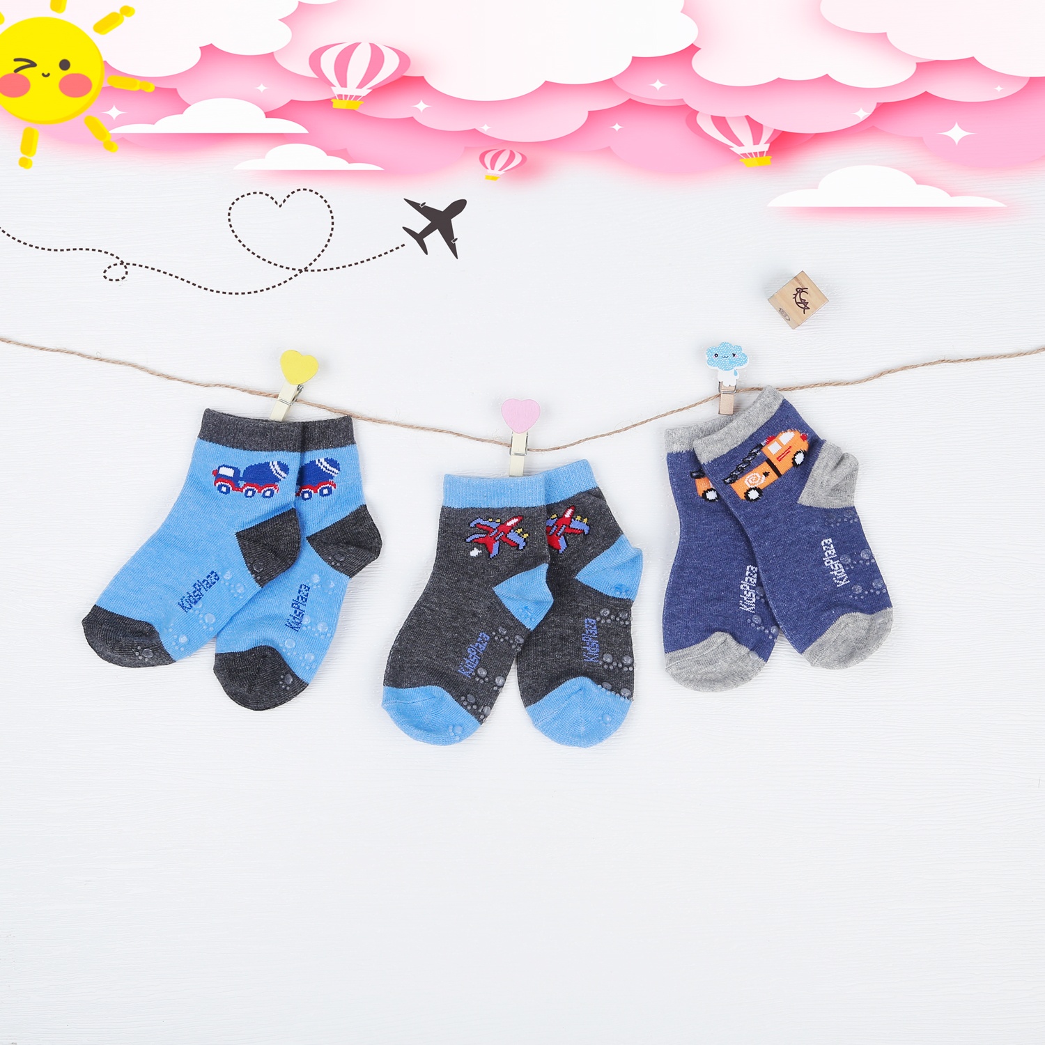 Set 3 tất bé trai kẻ in KidsPlaza K13 DK22 hình 1