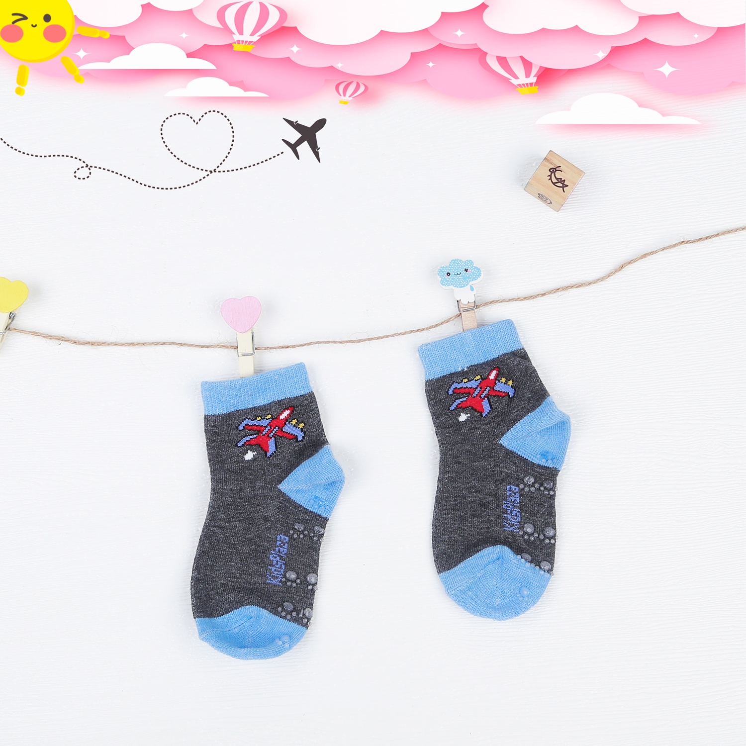 Set 3 tất bé trai kẻ in KidsPlaza K13 DK22 hình 2