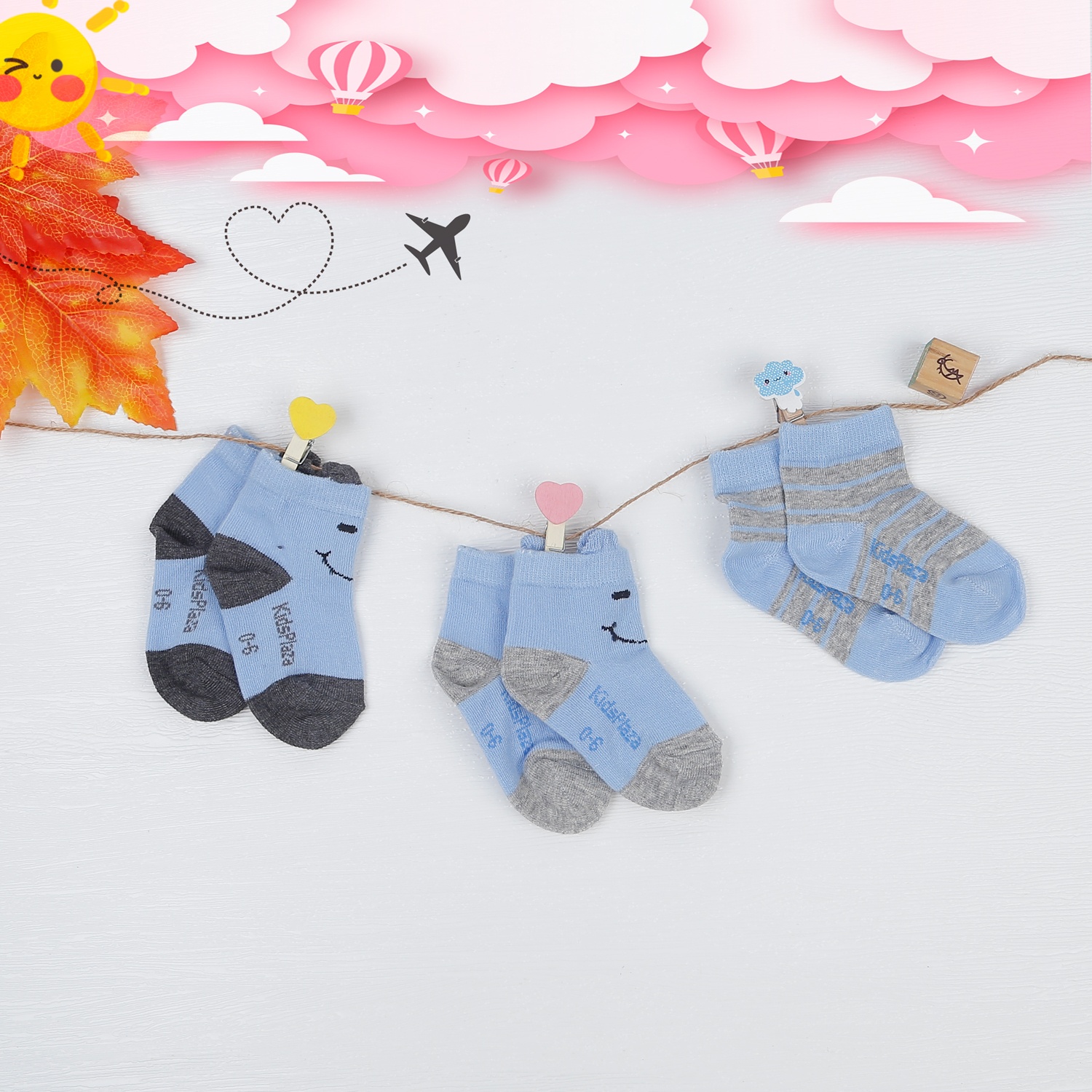 Set 3 tất thời trang bé trai in hình KidsPlaza K17 DK22 hình 1