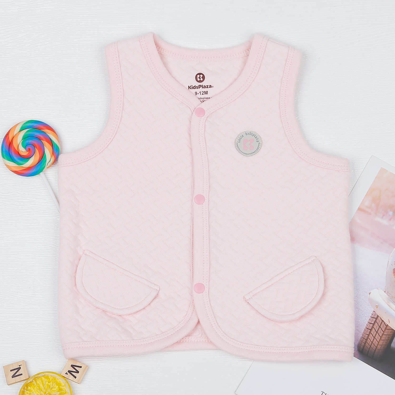 Áo gile bông bé gái KidsPlaza M22D (Hồng) hình 1