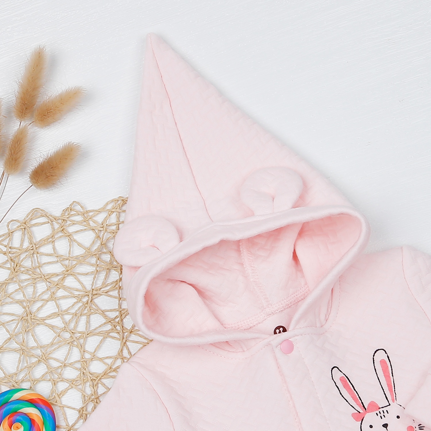 Áo khoác bông bé gái KidsPlaza in thỏ hồng M22D hình 2