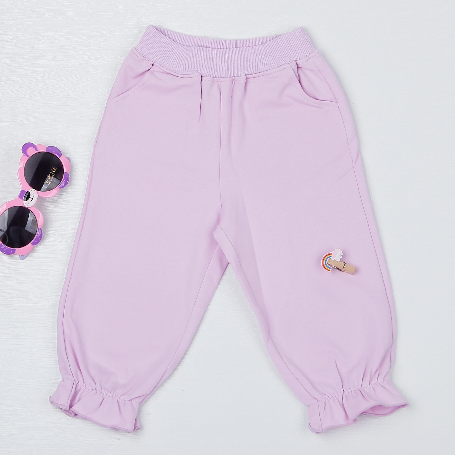 Bộ quần áo bé gái dài tay KidsPlaza nơ vai tay bồng HN22D (Tím) hình 5