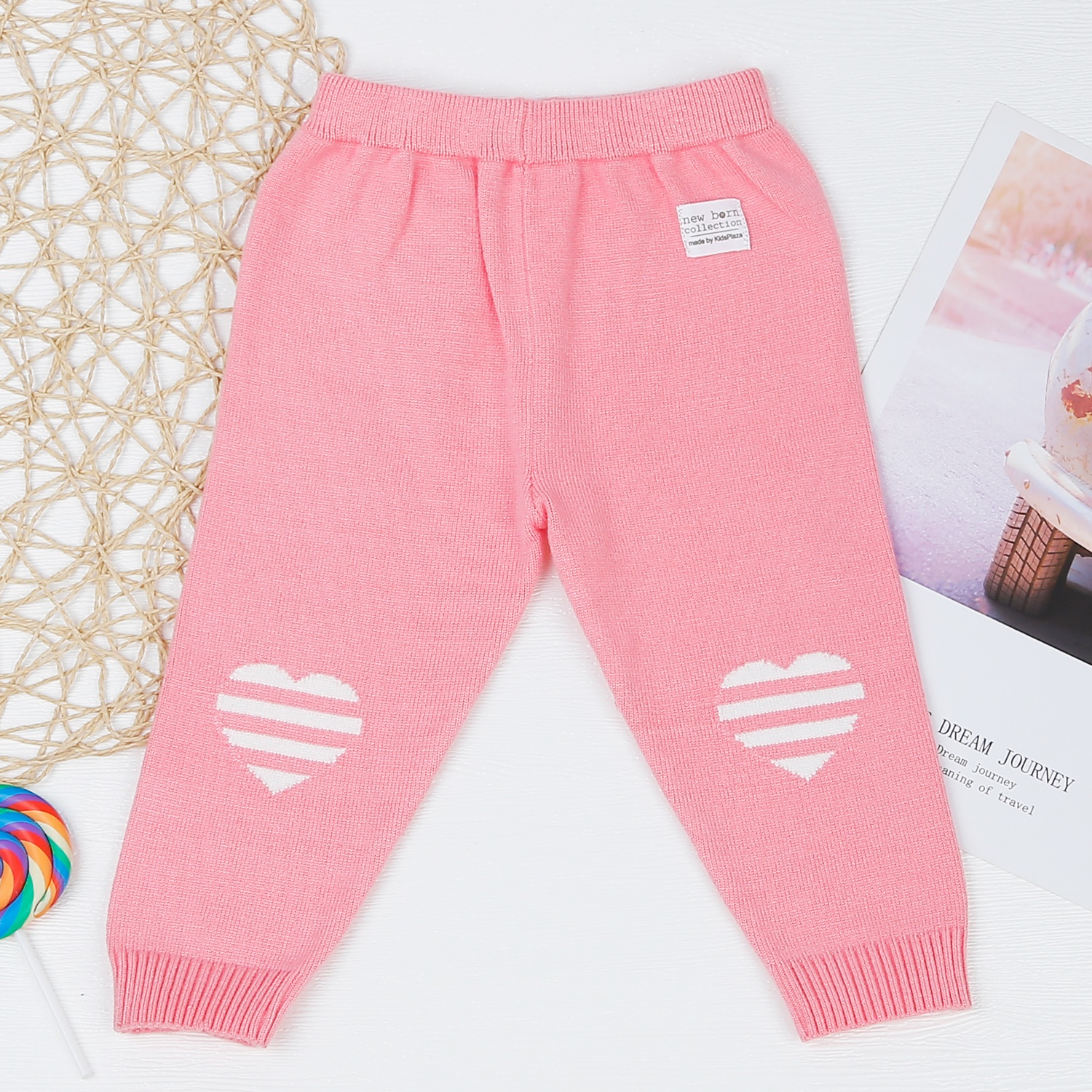 Bộ quần áo len bé gái KidsPlaza kẻ hồng HN22D hình 4