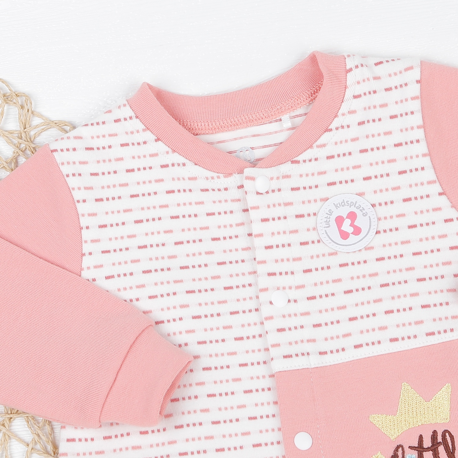 Body bé gái dài tay kẻ nét đứt KidsPlaza ND22D (Hồng) hình 2