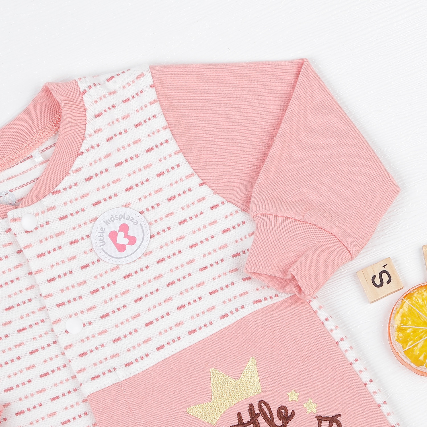 Body bé gái dài tay kẻ nét đứt KidsPlaza ND22D (Hồng) hình 3