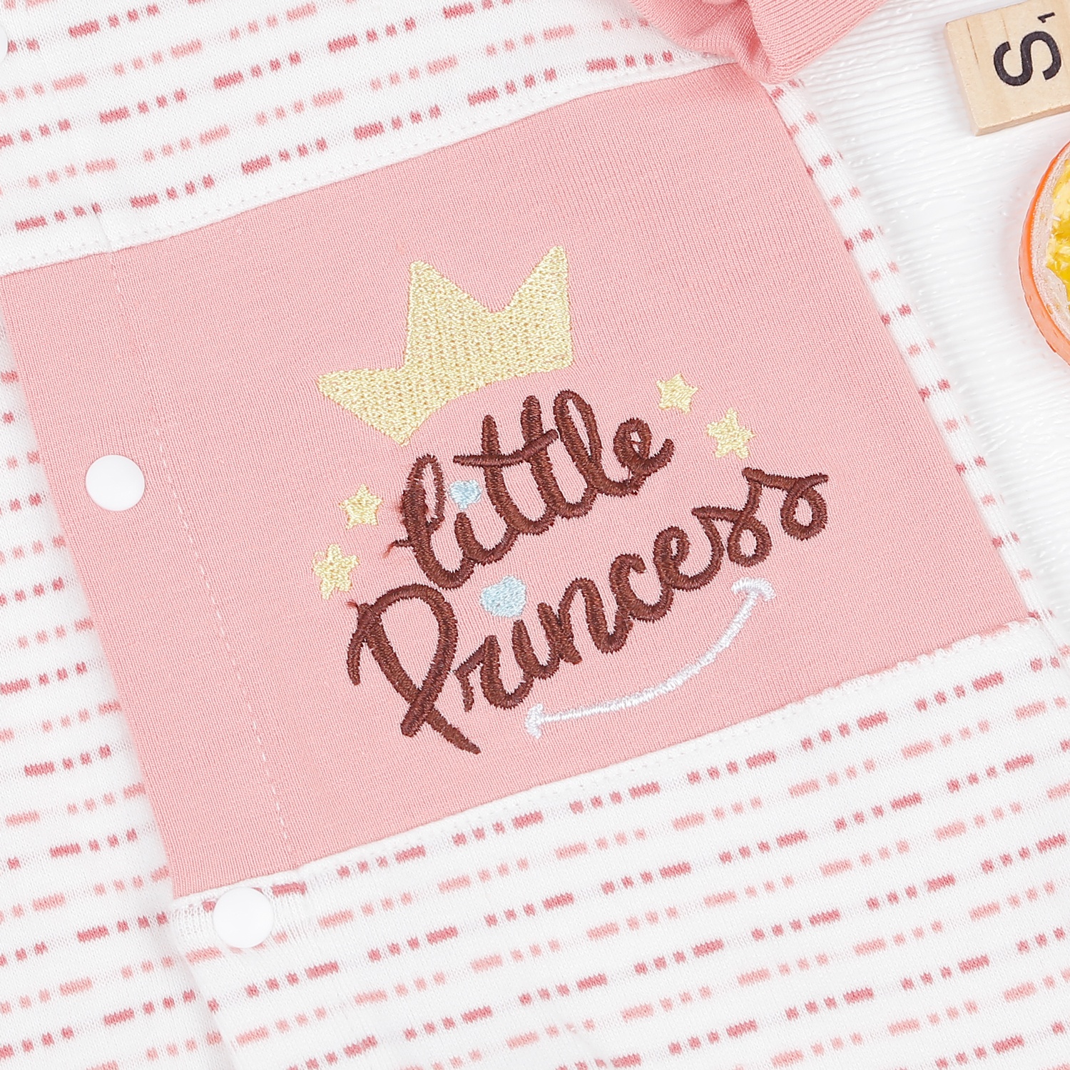 Body bé gái dài tay kẻ nét đứt KidsPlaza ND22D (Hồng) hình 4