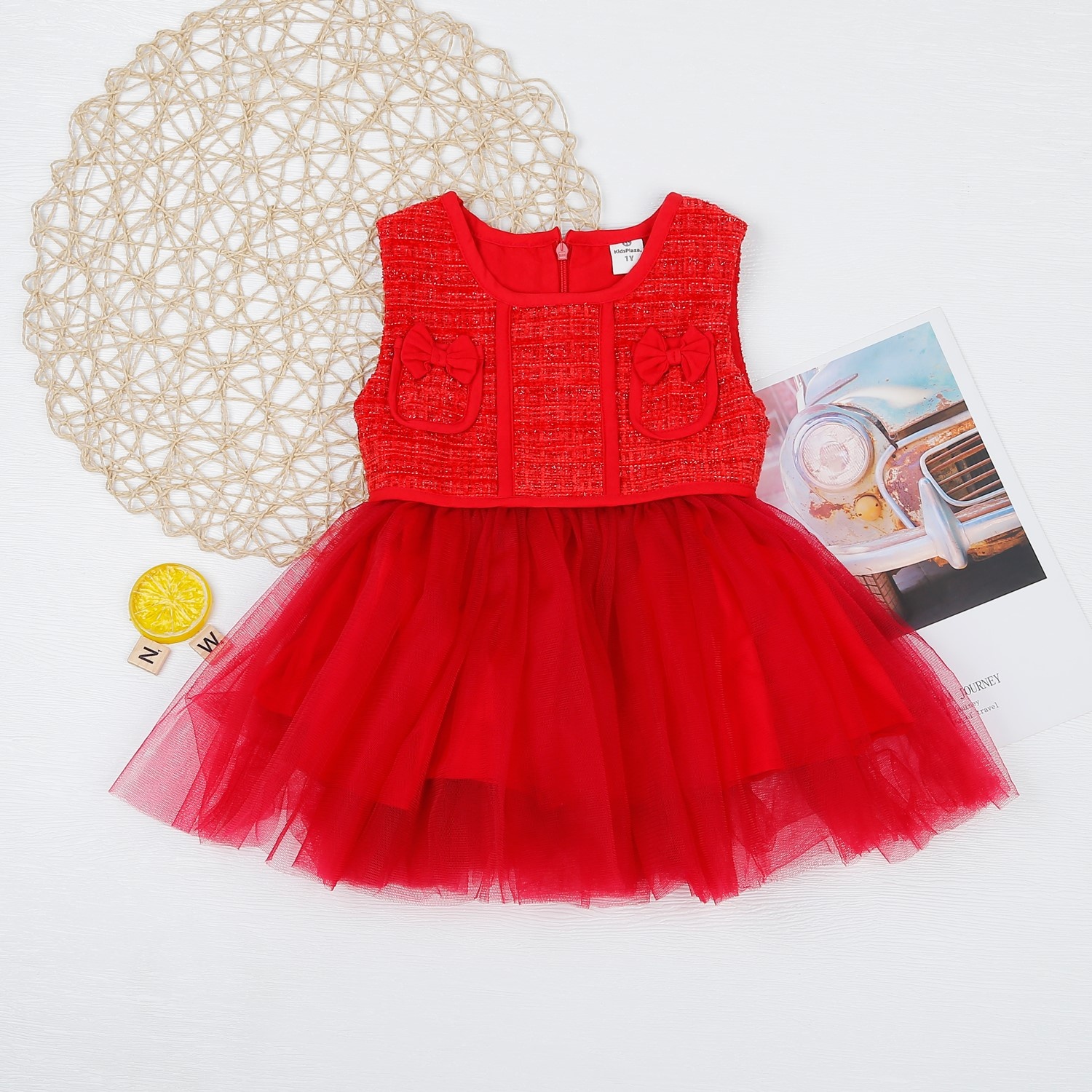 Set váy dạ tiểu thư KidsPlaza M22D (Trắng Đỏ) hình 3