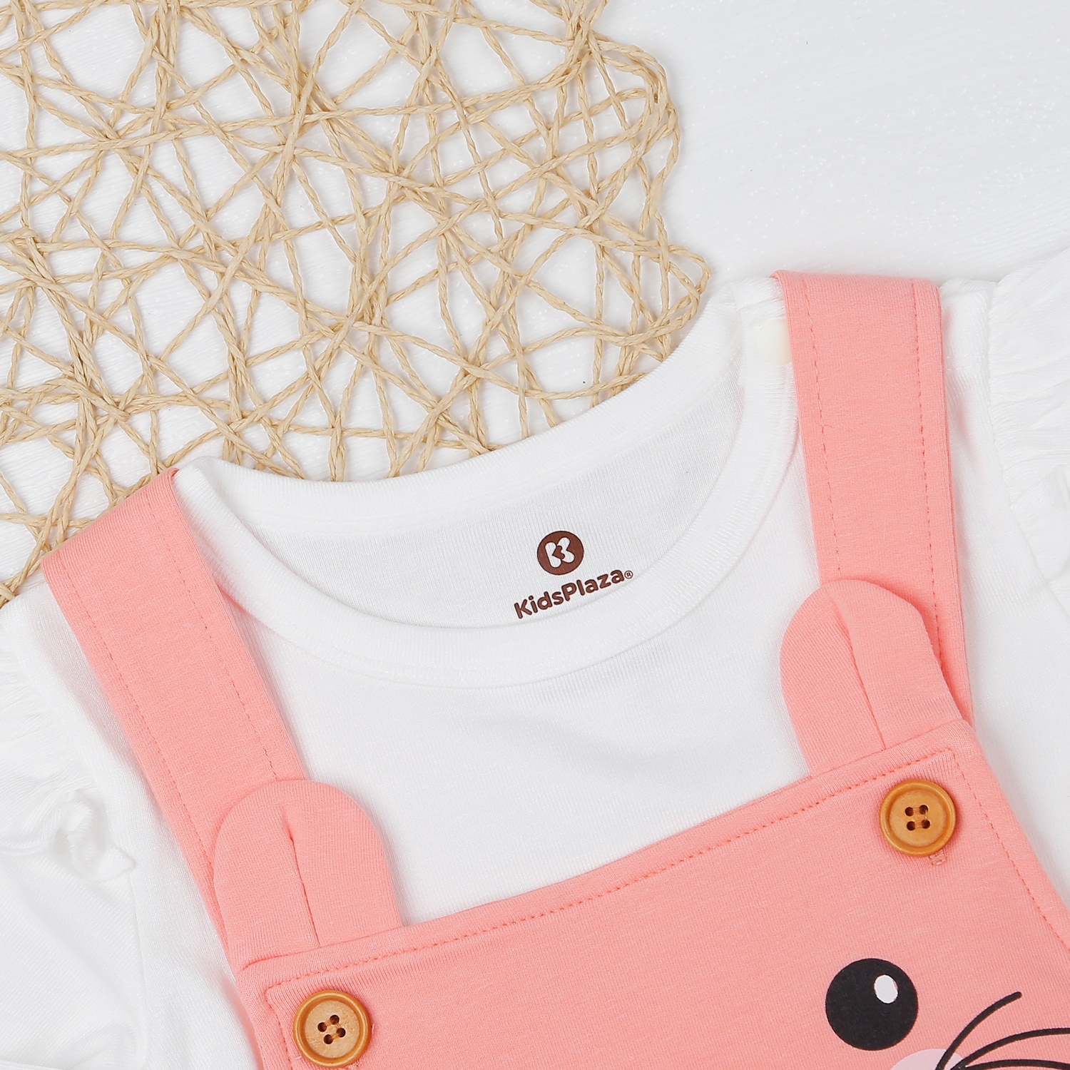 Set yếm bé gái KidsPlaza in mèo HN22T (Hồng cam) hình 2
