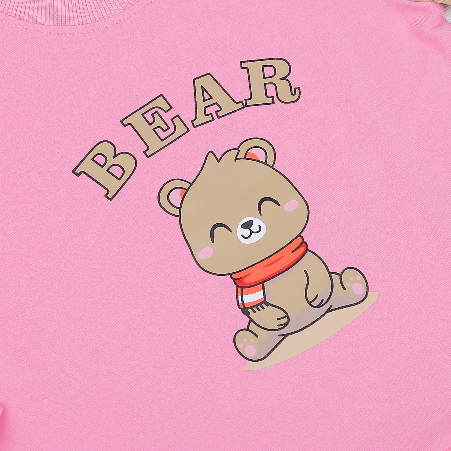 Váy bé gái dài tay phối hồng nâu in gấu Bear HN22D hình 4