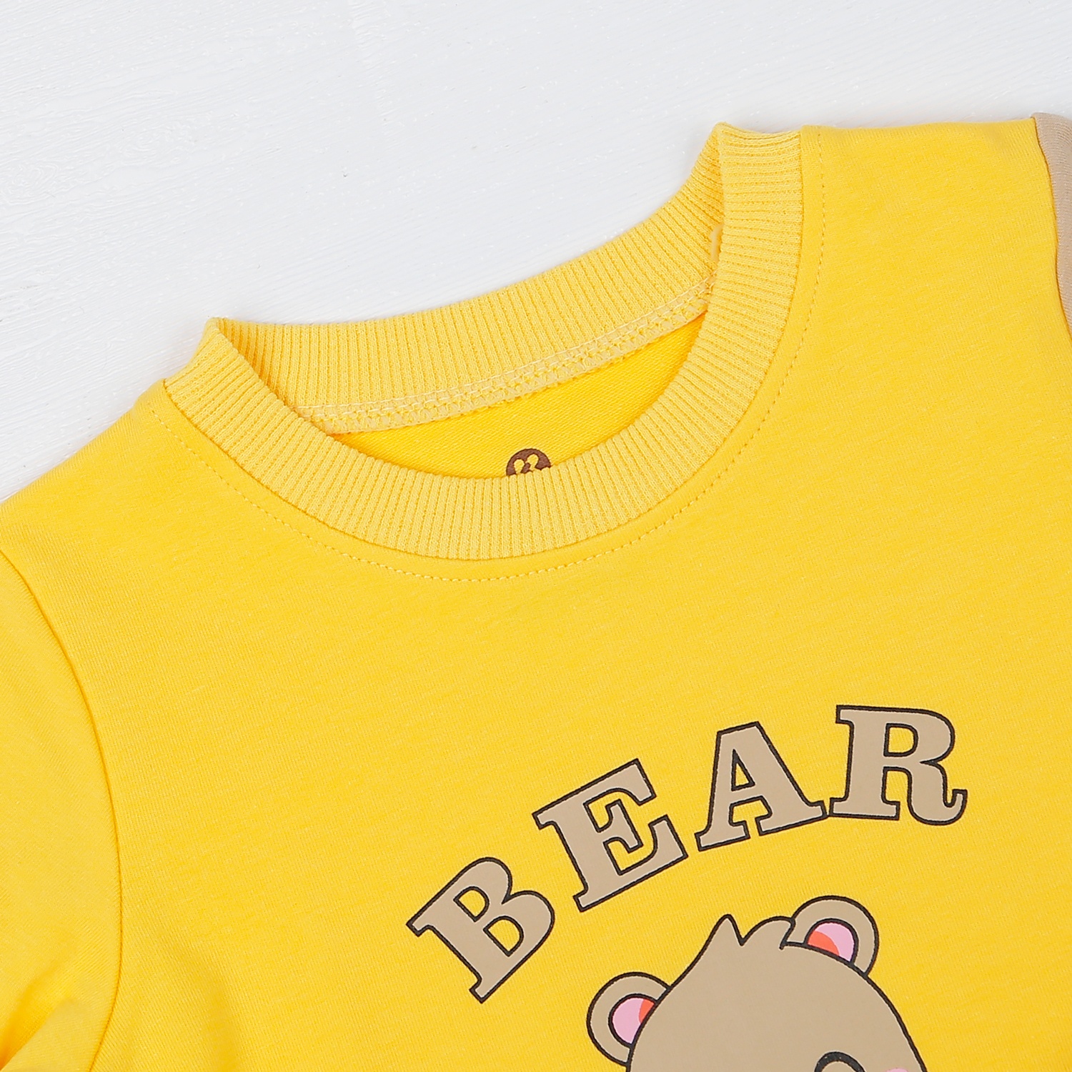 Váy bé gái dài tay phối vàng nâu in gấu Bear HN22D hình 2