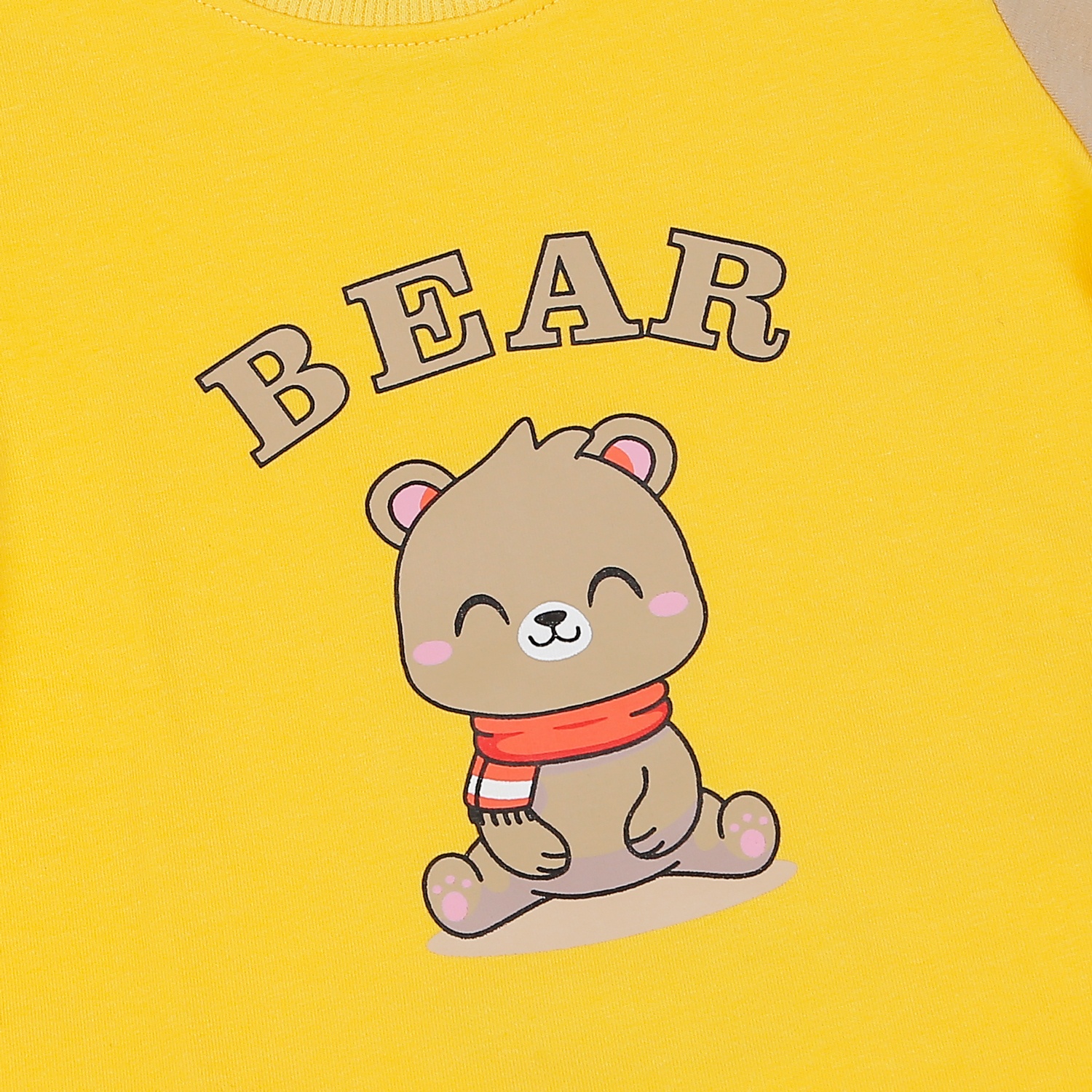 Váy bé gái dài tay phối vàng nâu in gấu Bear HN22D hình 4