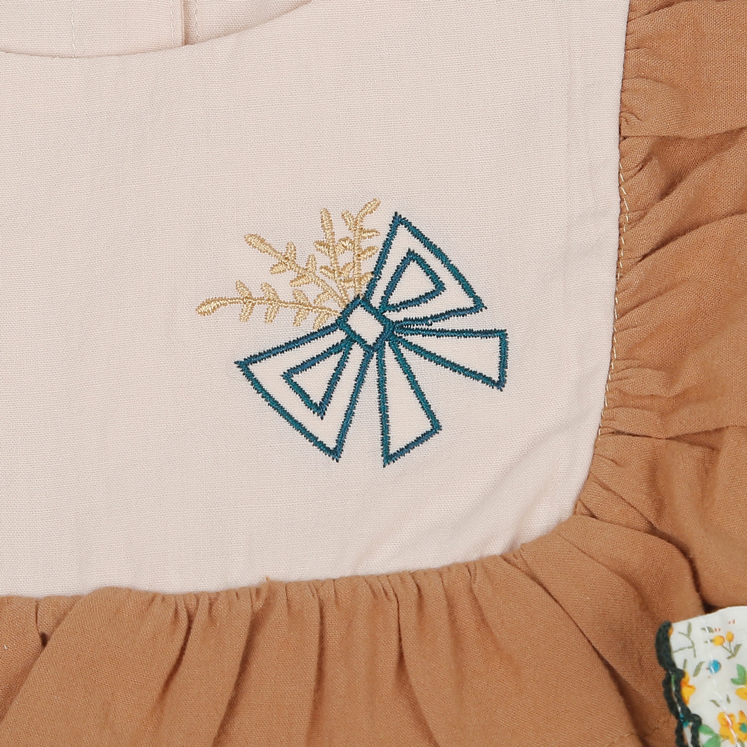 Váy dài tay bé gái cổ bèo hoa nhí KidsPlaza M22T (Vàng) hình 3