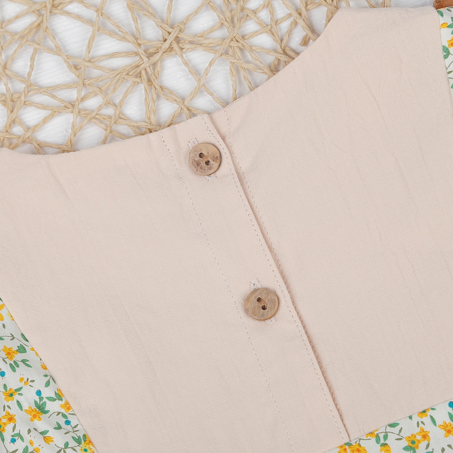 Váy dài tay bé gái cổ bèo hoa nhí KidsPlaza M22T (Vàng) hình 5