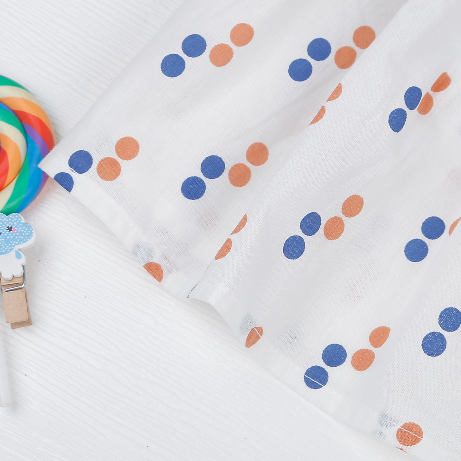 Váy dài bé gái cổ sen phối bèo in chấm KidsPlaza M22T  hình 4