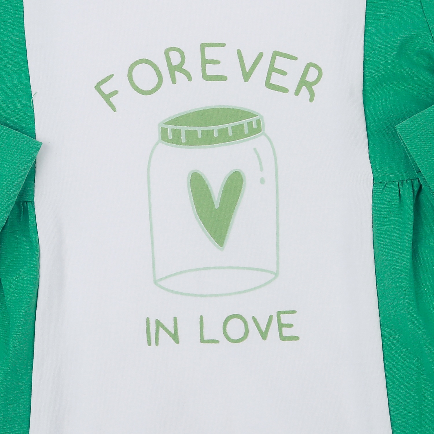Váy dài tay bé gái in forever love KidsPlaza M22T (Trắng Xanh) hình 2