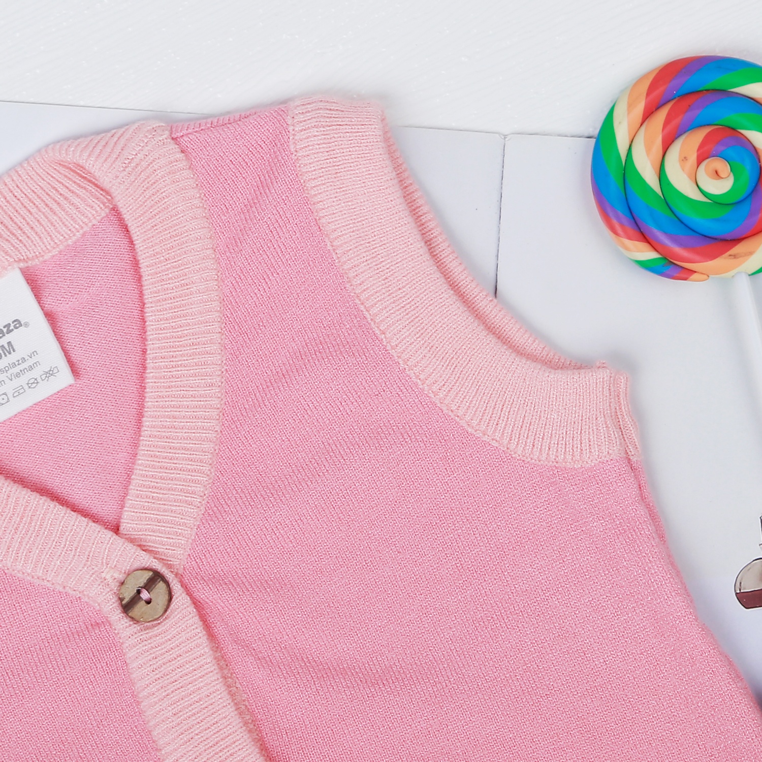 Áo gile len hồng bé gái KidsPlaza ND22D hình 3