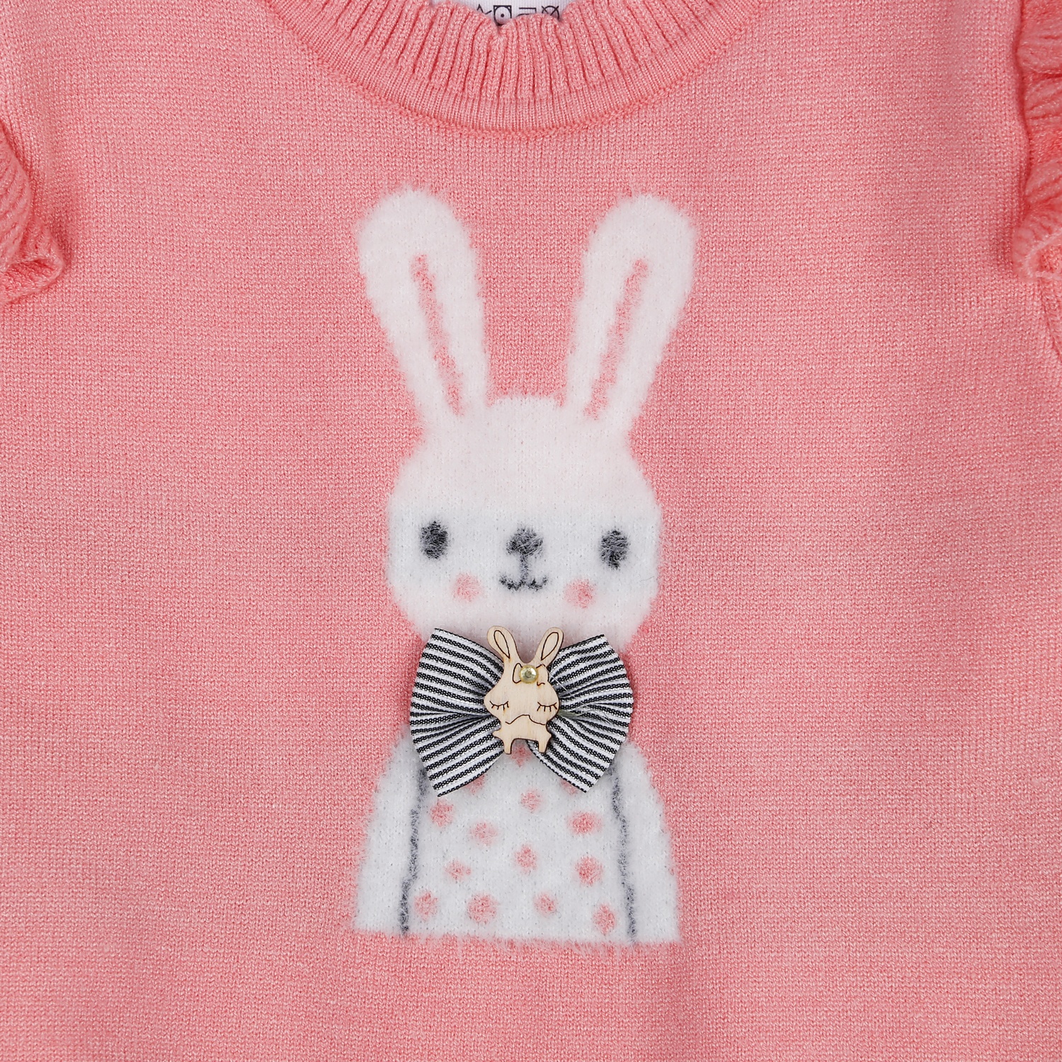 Áo len bé gái dài tay thỏ nơ hồng KidsPlaza HN21D hình 3