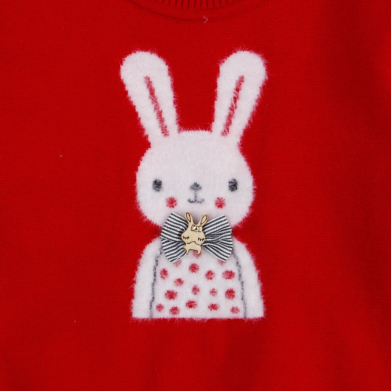 Áo len bé gái thỏ nơ đỏ KidsPlaza HN21D hình 3