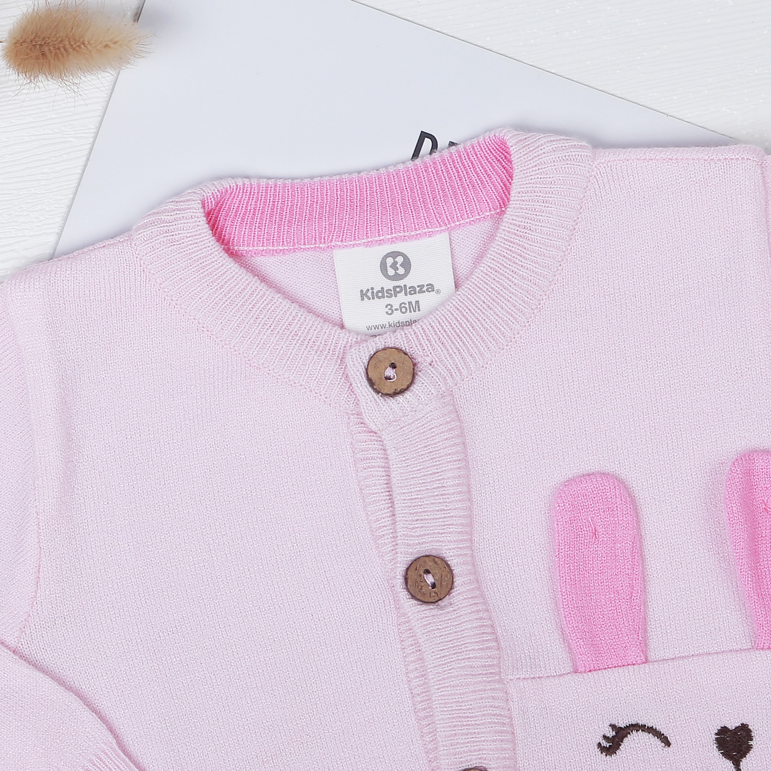 Áo len bé gái cài giữa KidsPlaza ND22D (Hồng nhạt) hình 2
