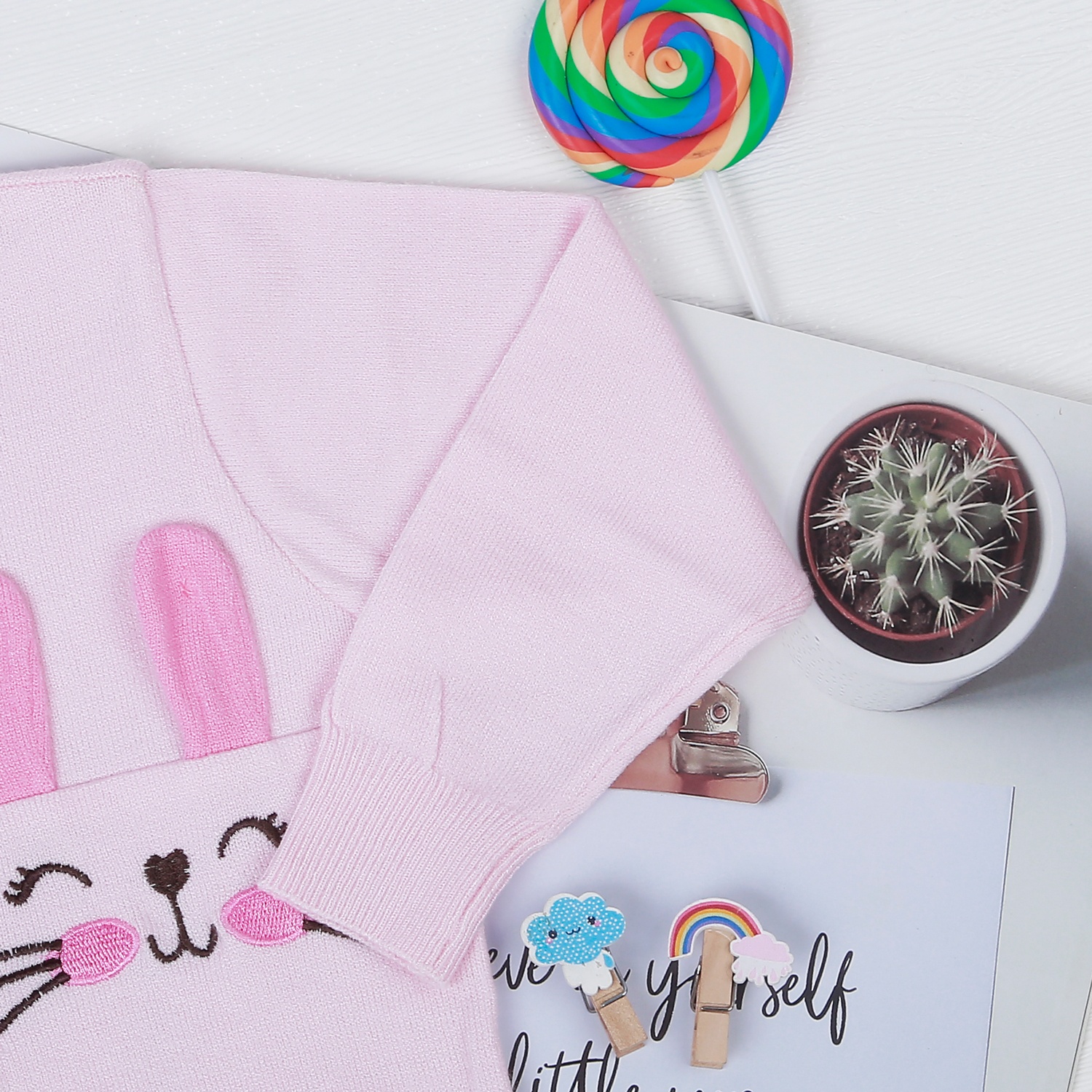 Áo len bé gái cài giữa KidsPlaza ND22D (Hồng nhạt) hình 3