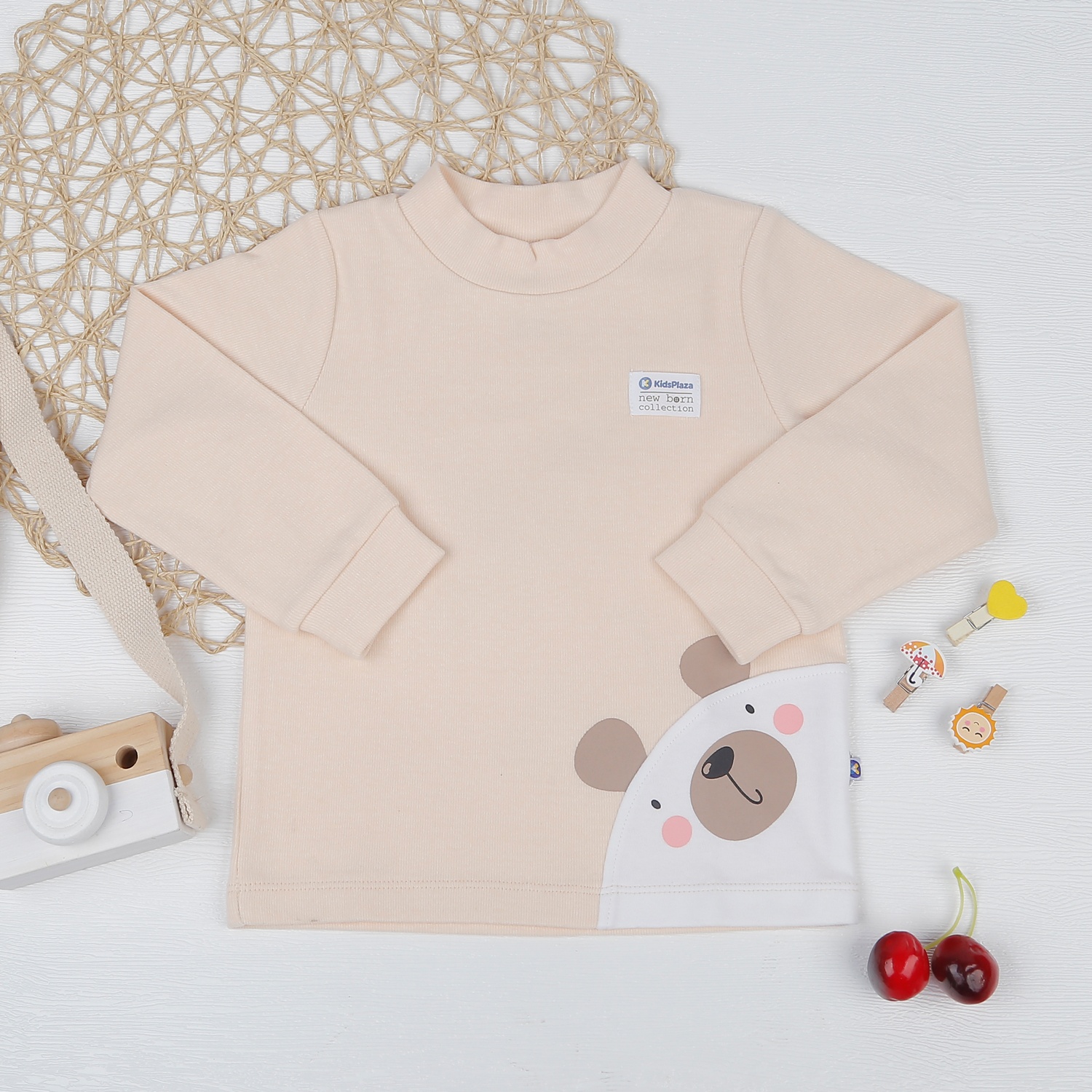 Áo nhung cổ 3 phân KidsPlaza in thú HN22D (Be) hình 1