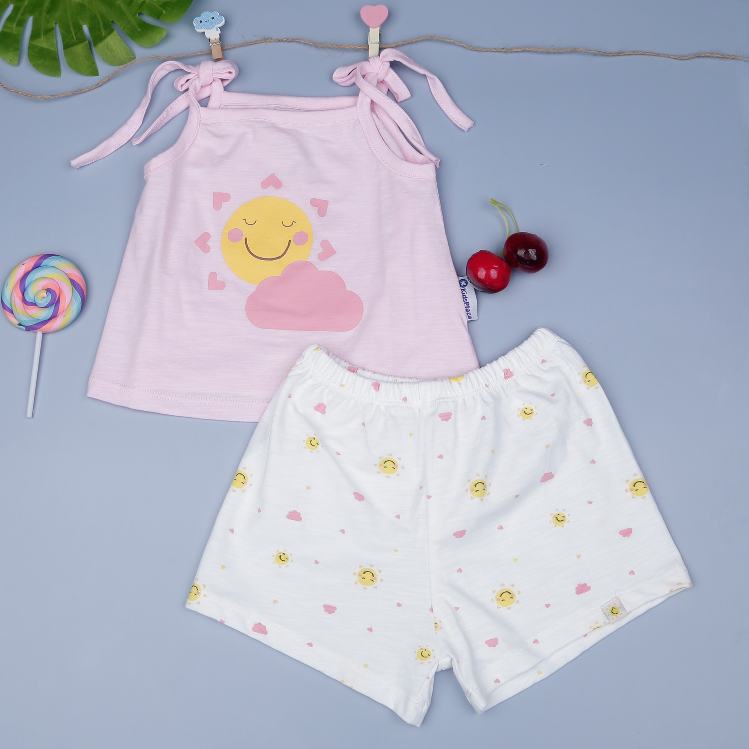 Bộ ba lỗ bé gái áo 2 dây quần hoa KidsPlaza M21H  hình 1