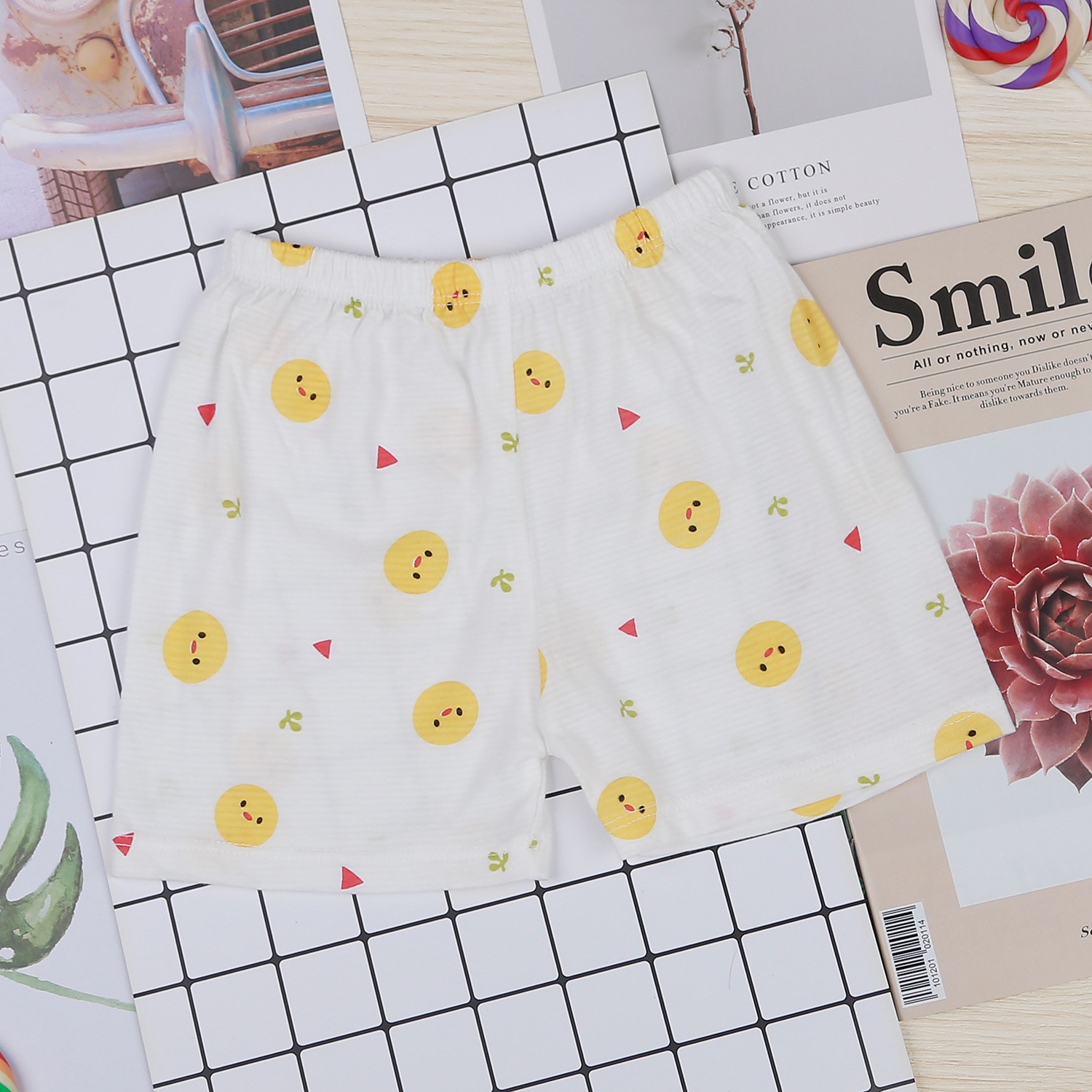 Bộ bé gái cộc tay KidsPlaza kẻ phối in hình gà con M22H hình 5