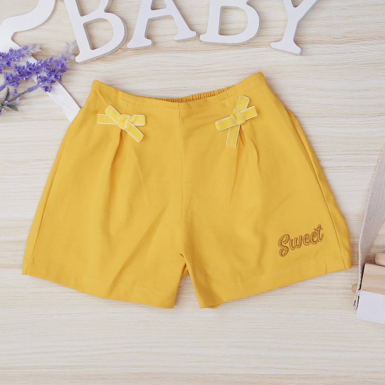 Bộ cộc bé gái in cầu vồng KidsPlaza TT22H Vàng hình 7