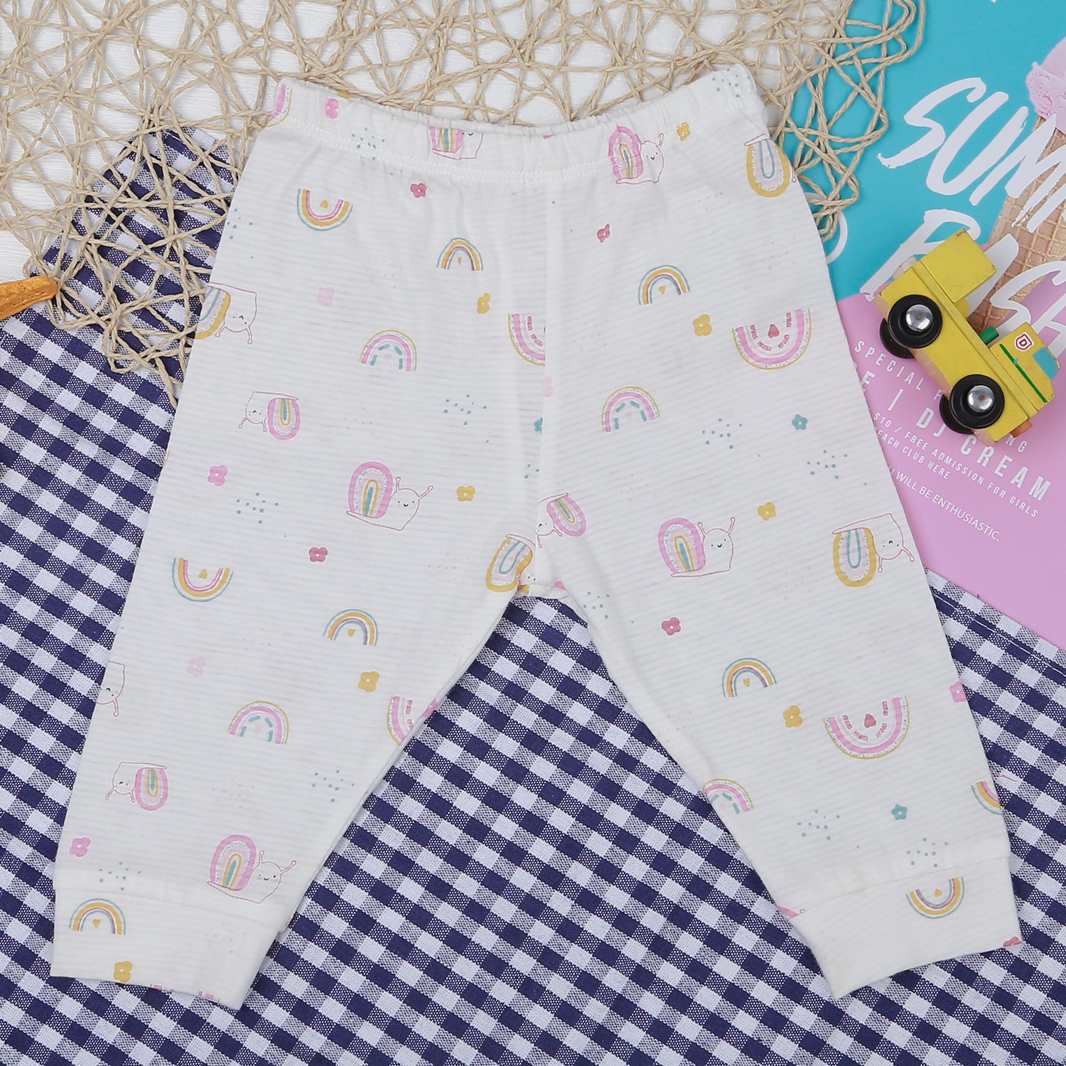 Bộ quần áo dài tay bé gái kẻ phối cầu vồng KidsPlaza MT21 hình 6