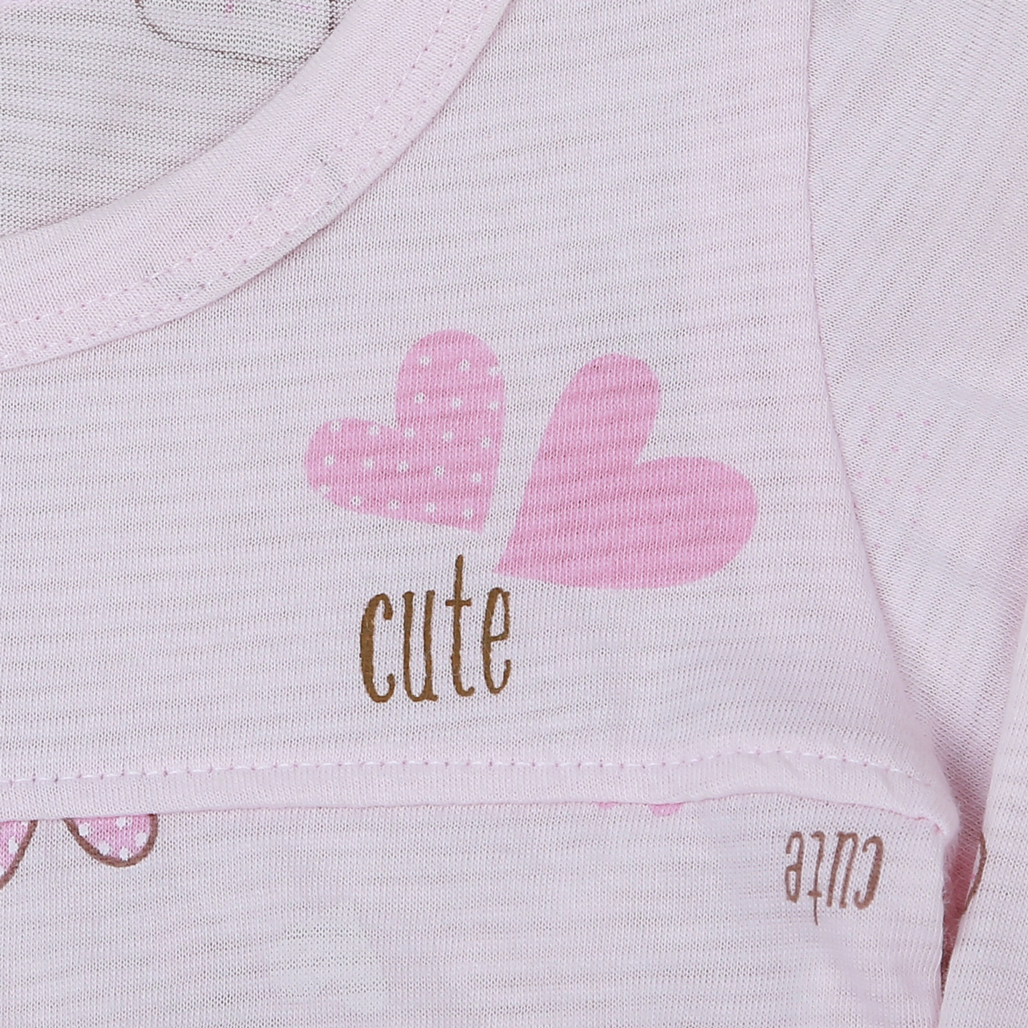 Bộ quần áo dài tay bé gái kẻ phối thỏ hồng KidsPlaza MT21 hình 5