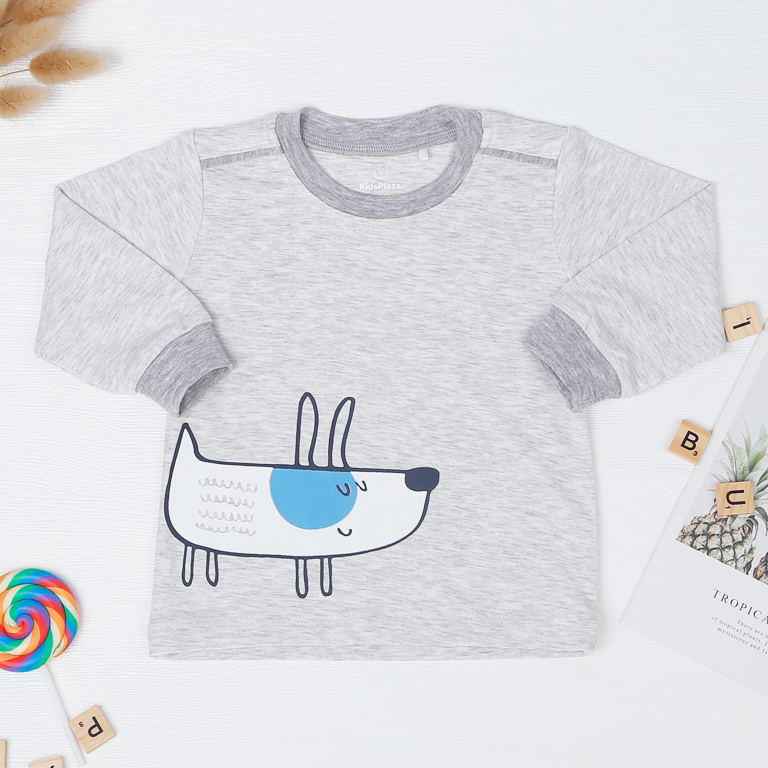 Bộ dài tay Otis cổ tròn KidsPlaza ND22T (Ghi) hình 2