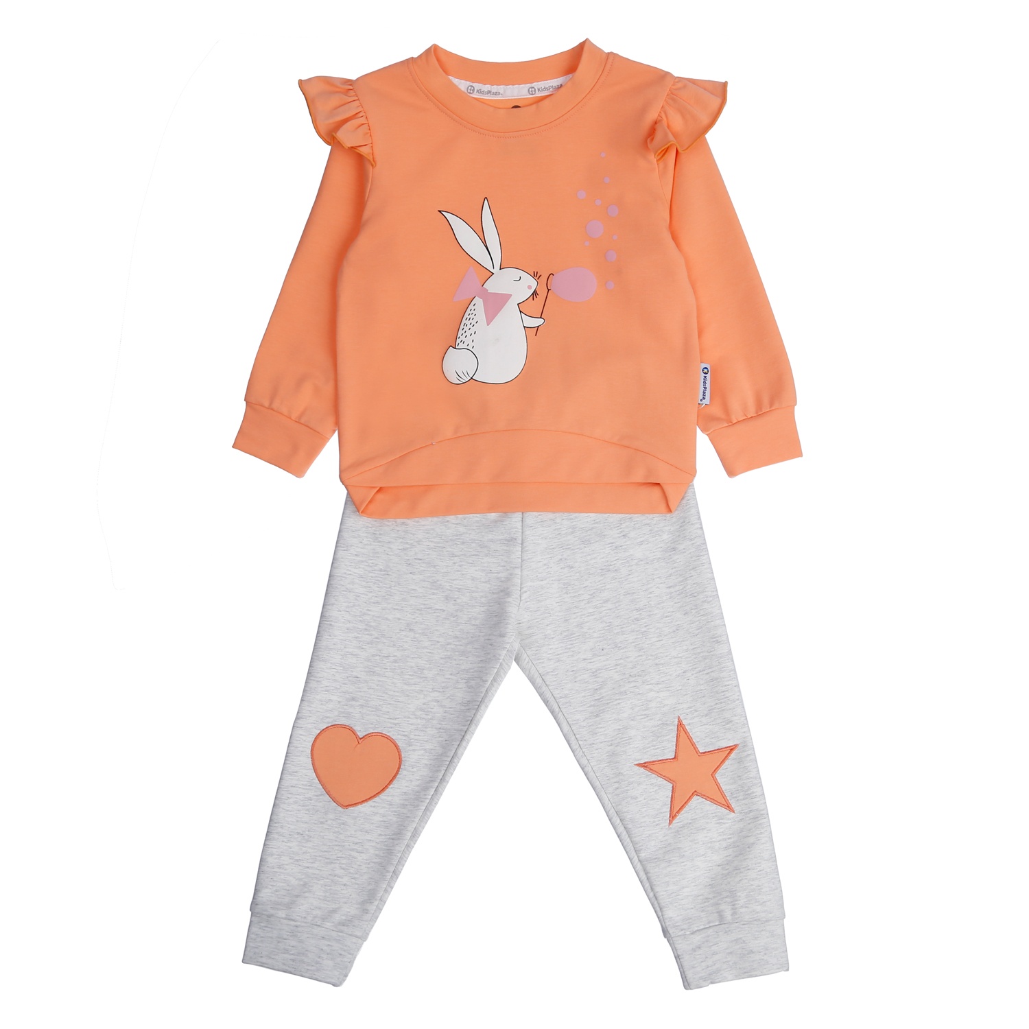 Bộ nỉ dài tay bé gái KidsPlaza in hình thỏ HN21T cho bé từ 1-4Y hình 1