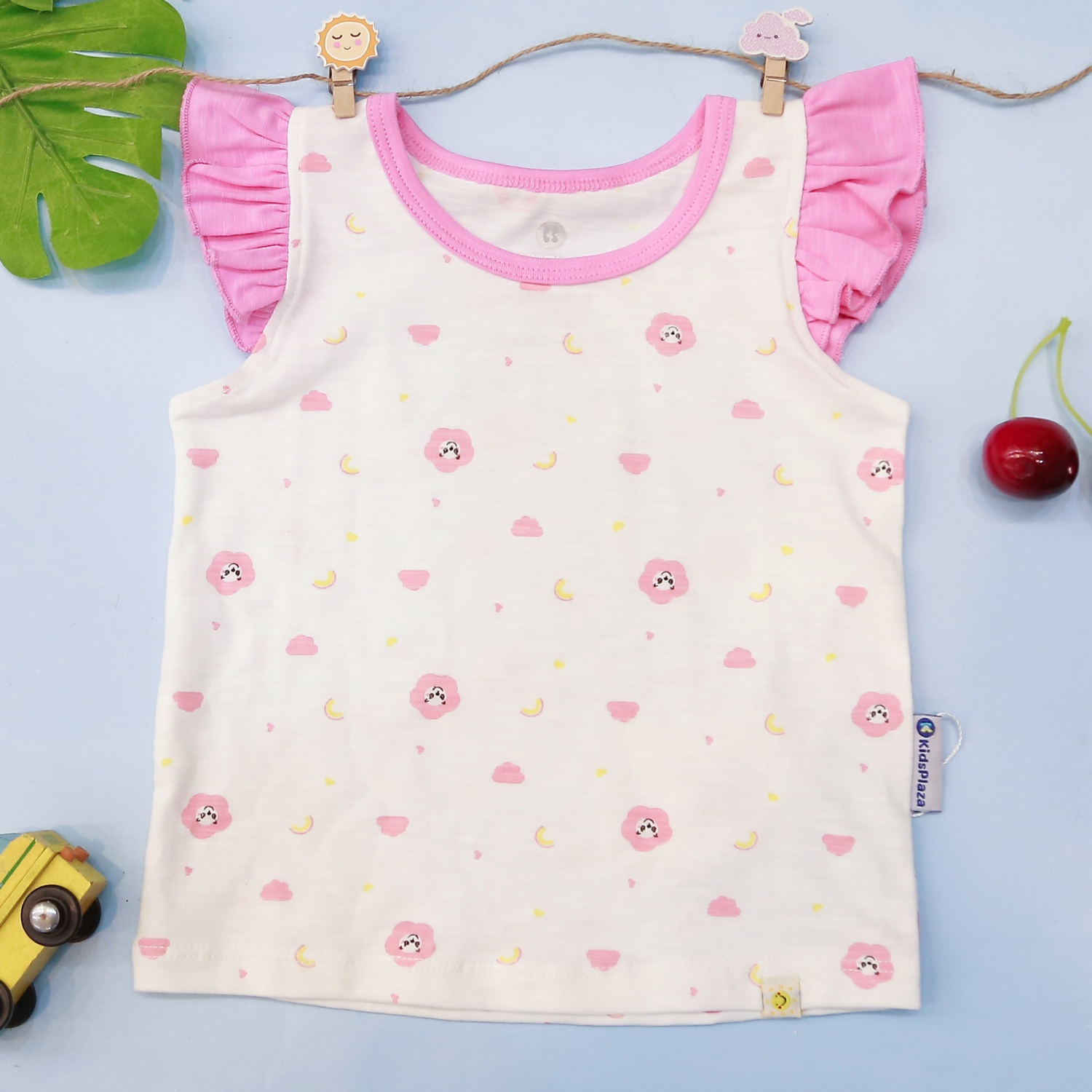 Bộ quần áo bé gái cộc tay in hoa KidsPlaza M21H hình 2