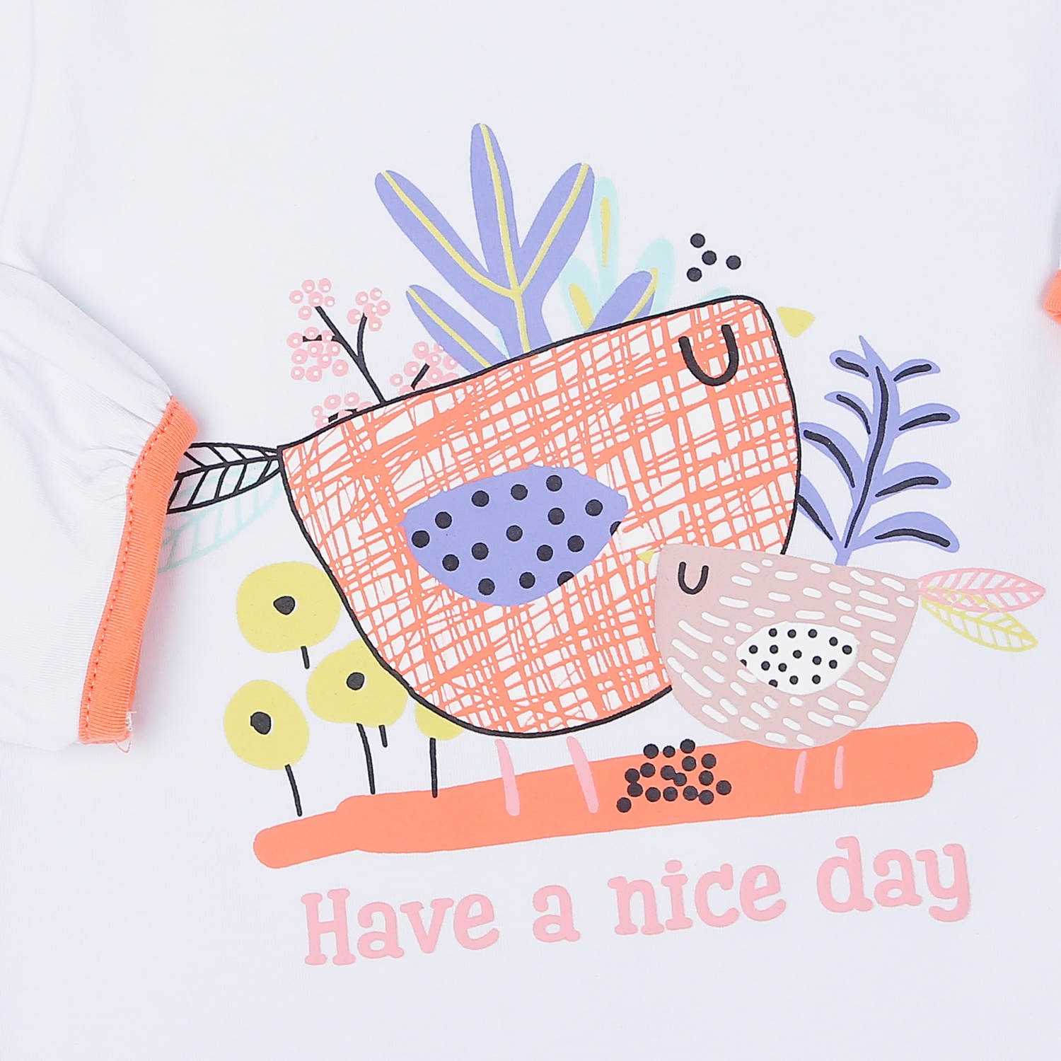 Bộ quần áo bé gái dài tay KidsPlaza in gà con trắng TT22T hình 3