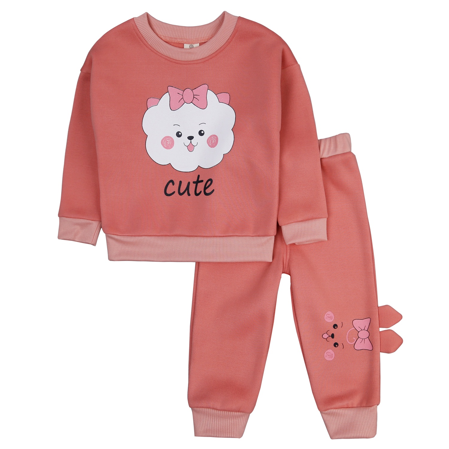 Bộ quần áo nỉ bông KidsPlaza dành cho bé gái in Cừu Cute M21Đ (Hồng) hình 1