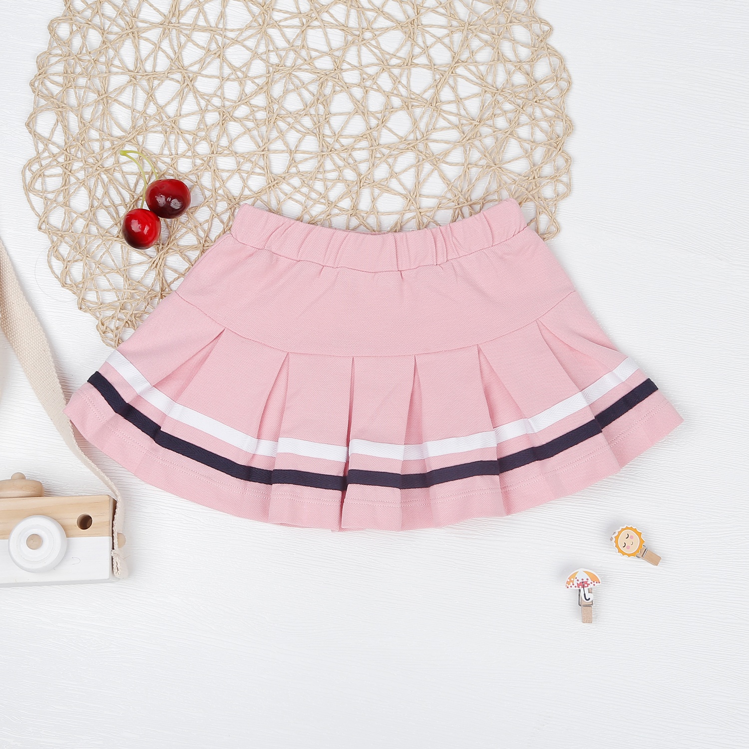  Set áo váy bé gái dài tay KidsPlaza HN22T (Trắng Hồng)  hình 3