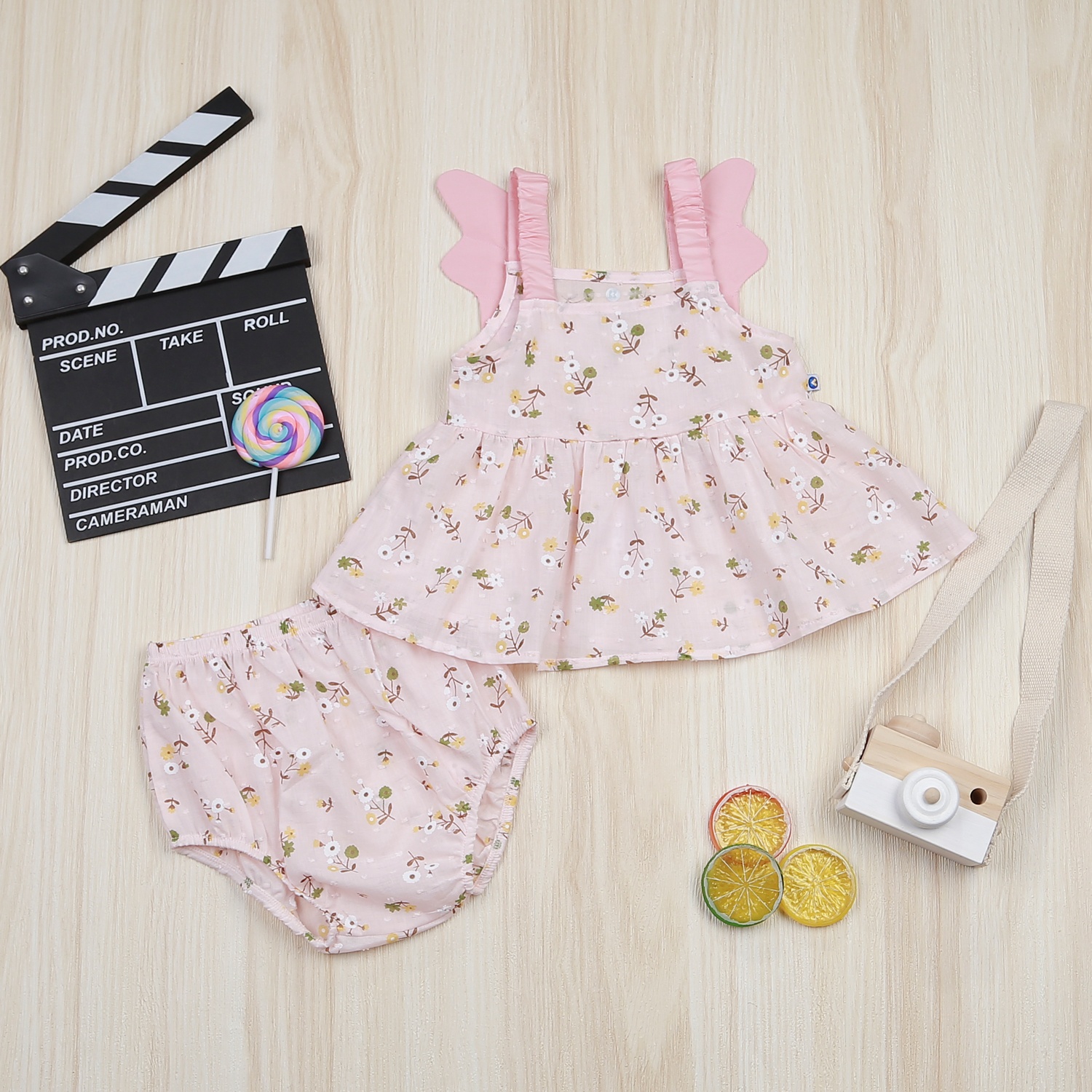 Set váy hoa thiên thần cho bé gái KidsPlaza HN22H (Hồng) hình 1