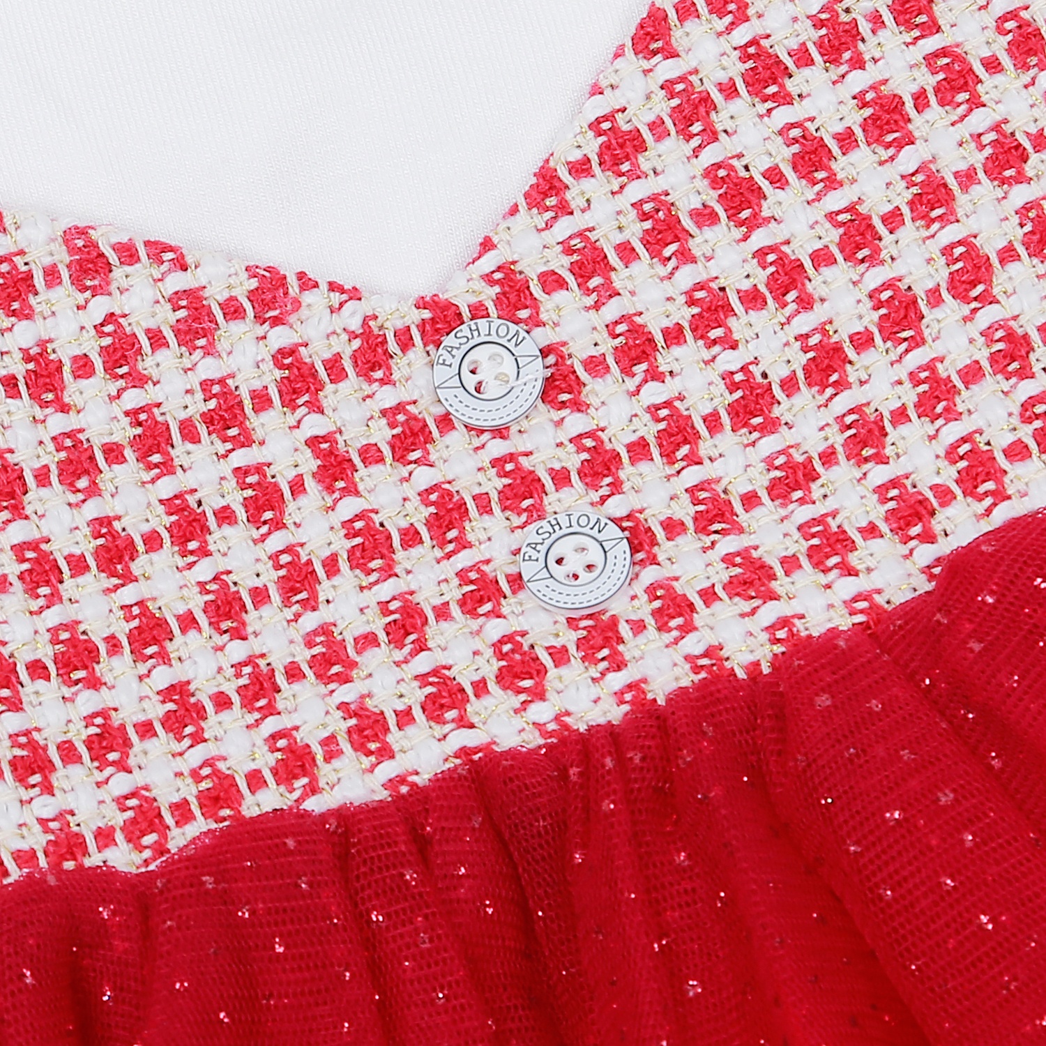 Sét váy dạ 2 dây KidsPlaza M22D (Trắng đỏ) hình 2