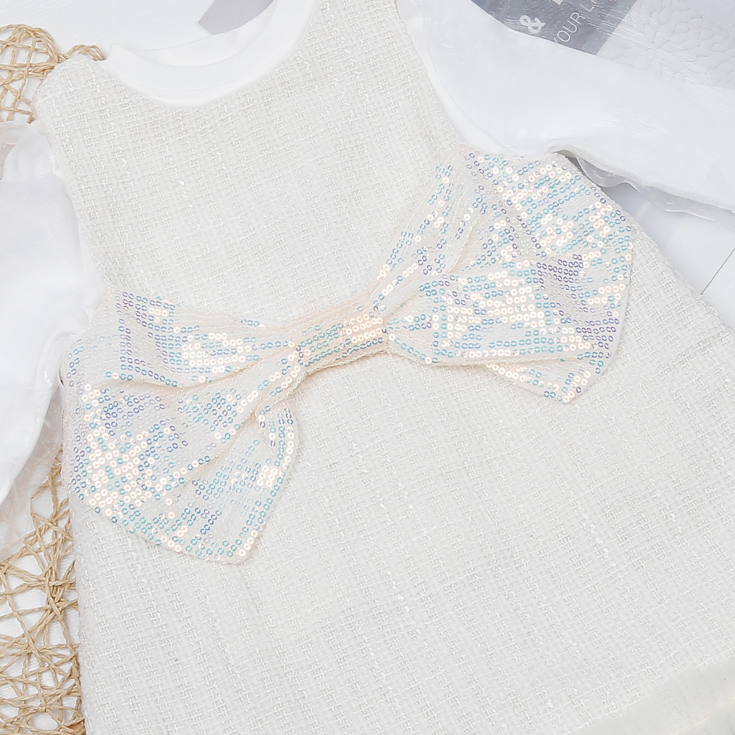 Sét váy dạ KidsPlaza nơ ngực M22D (Trắng kem) hình 2